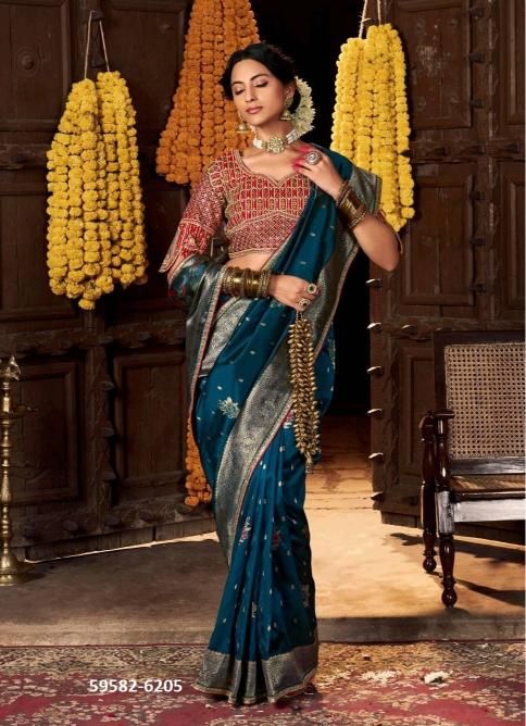 KIKI SILK - Catalog # 59582 (Set of 5 Sarees) by Brand KIRA FASHIONS