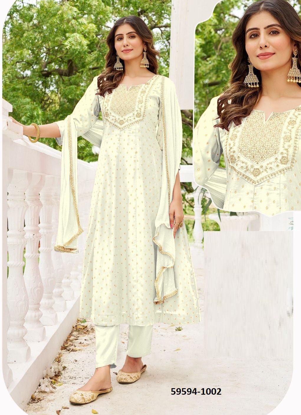GOLD STAR - Catalog # 59594 (Set of 6 Readymade Salwar Suits) by Brand BLUE HILLS