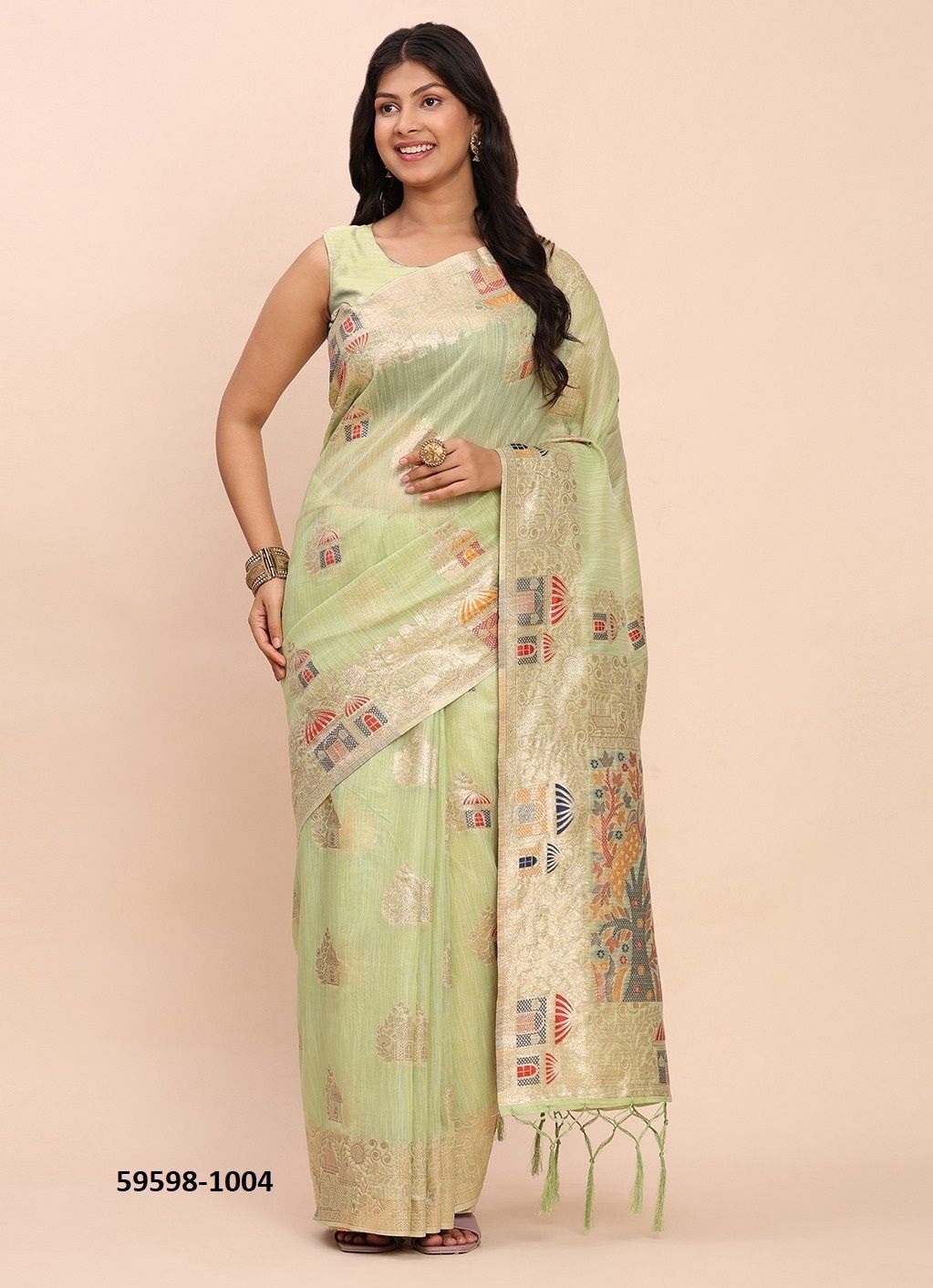 LINEN STORI - Catalog # 59598 (Set of 4 Sarees) by Brand MEHERIYA