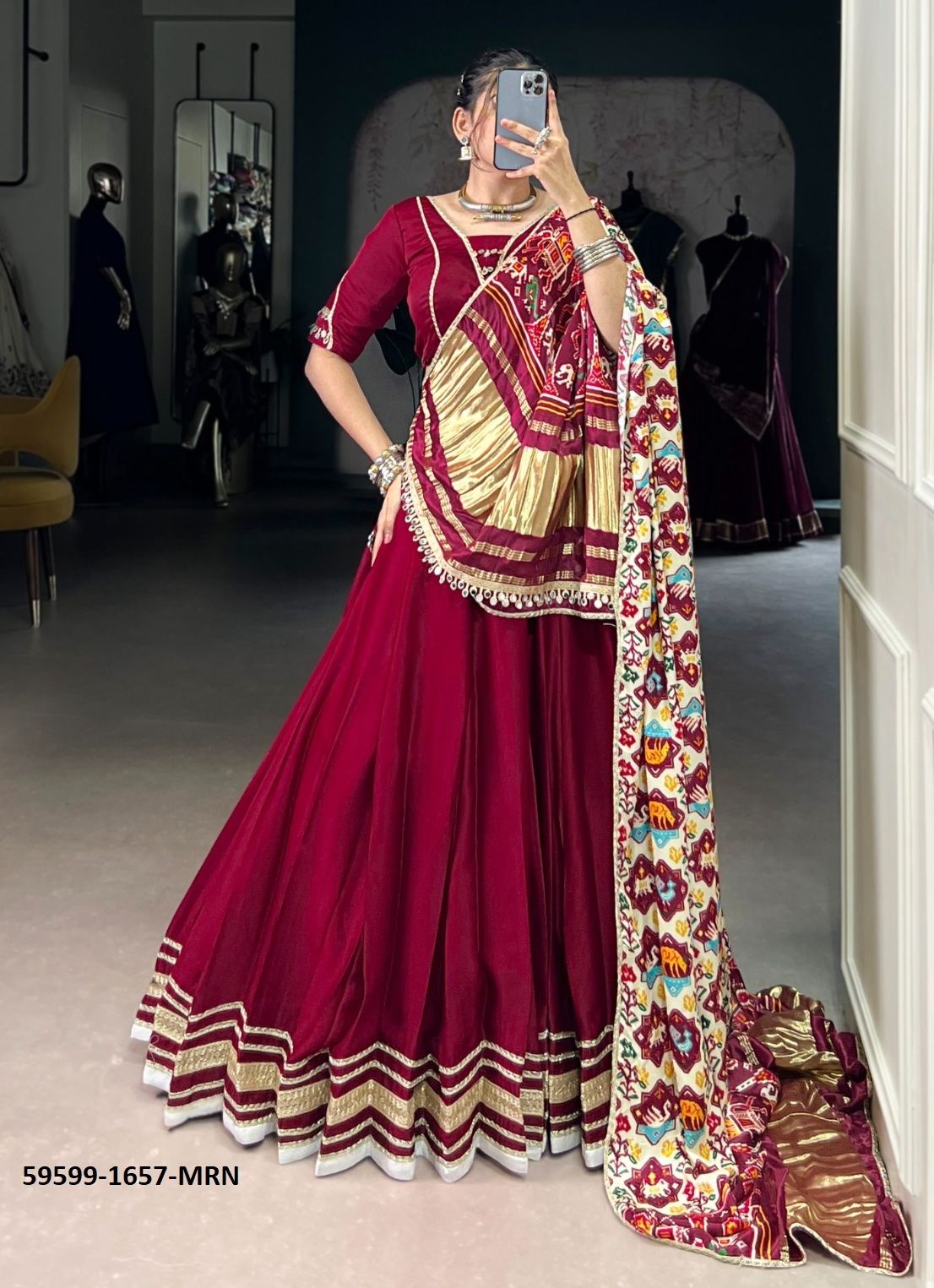 SERIES 1657 - Catalog # 59599 (Set of 4 Readymade Lehengas) by Brand MEHERIYA