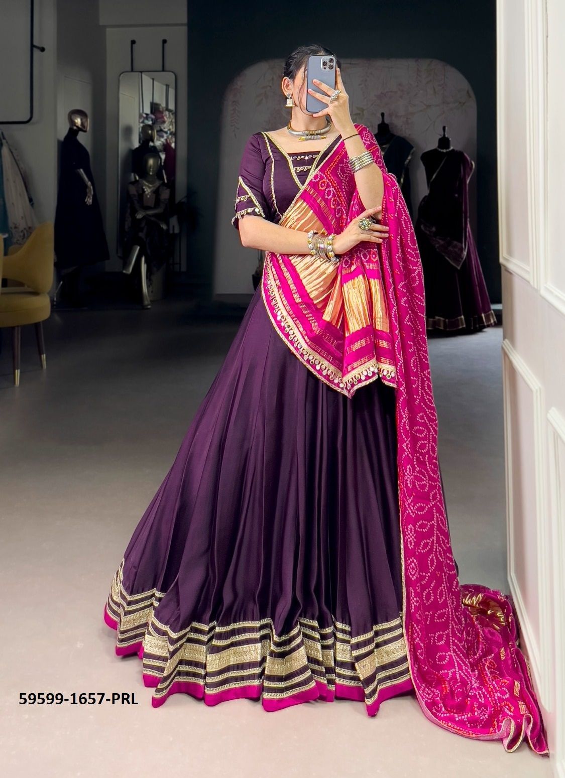 SERIES 1657 - Catalog # 59599 (Set of 4 Readymade Lehengas) by Brand MEHERIYA