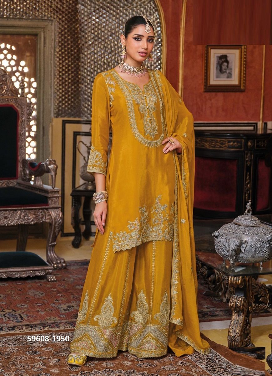 CHALINI - Catalog # 59608 (Set of 3 Readymade Salwar Suits) by Brand EBA LIFESTYLE