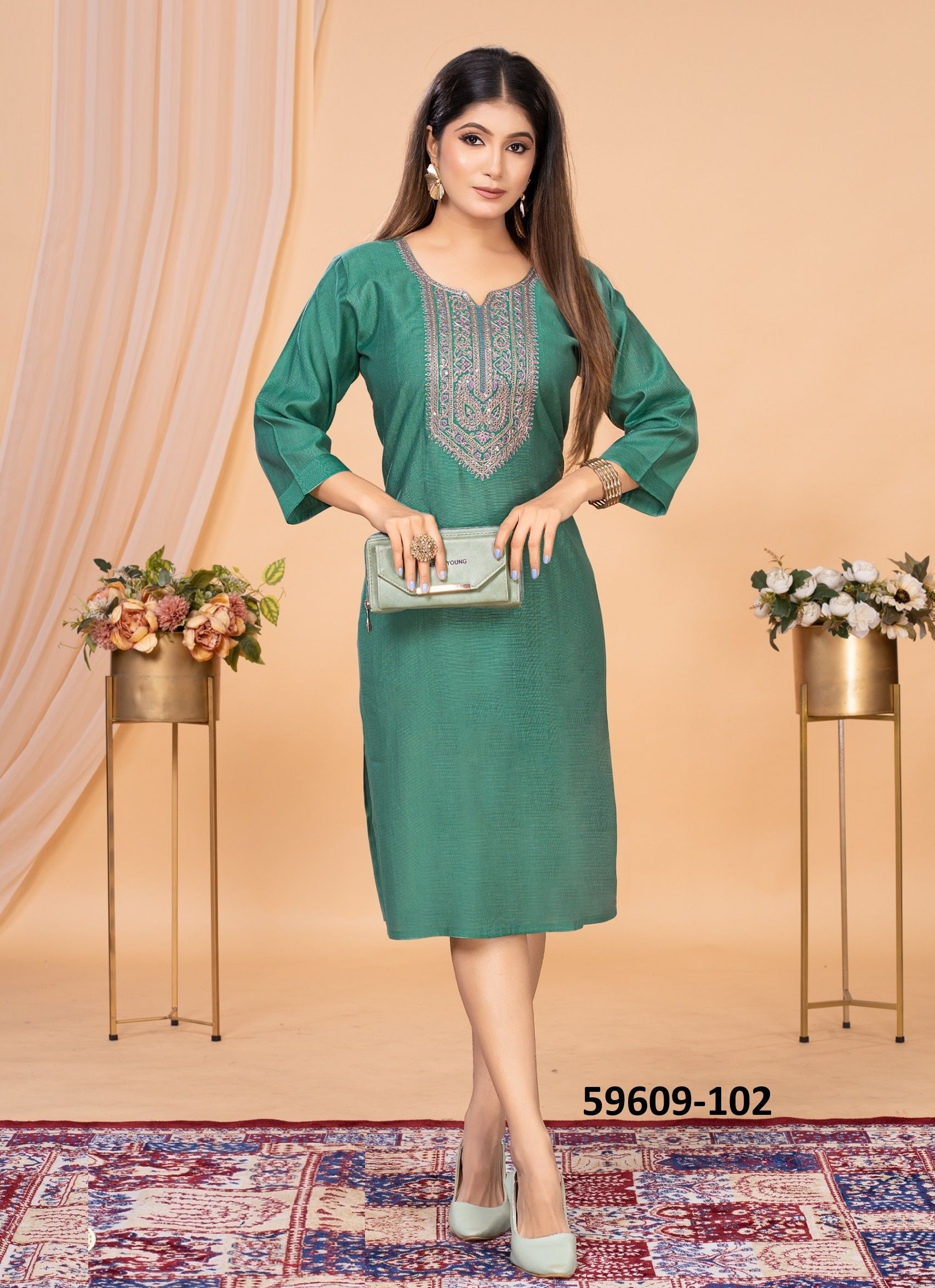 TASVEER - Catalog # 59609 (Set of 6 Readymade Women's Kurtis / Tops) by Brand DEE CEE