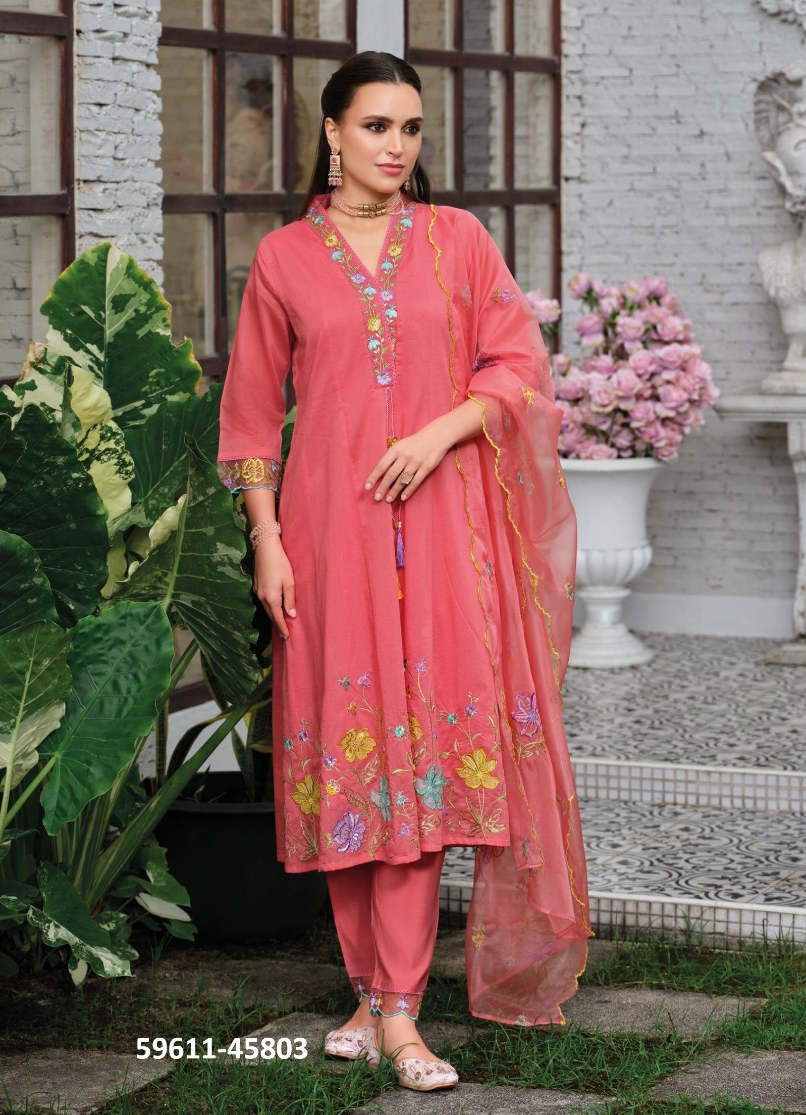 SATRANGI - Catalog # 59611 (Set of 4 Readymade Salwar Suits) by Brand KAILEE FASHIONS