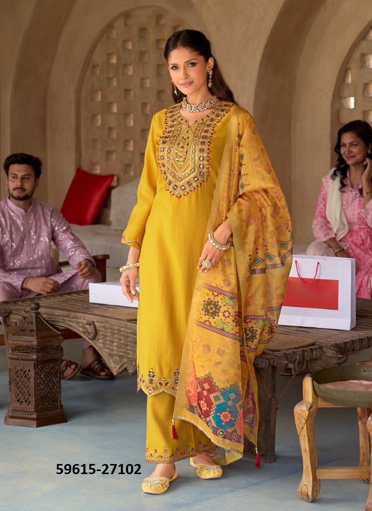 MUBARAK - Catalog # 59615 (Set of 4 Readymade Salwar Suits) by Brand LILY & LALI