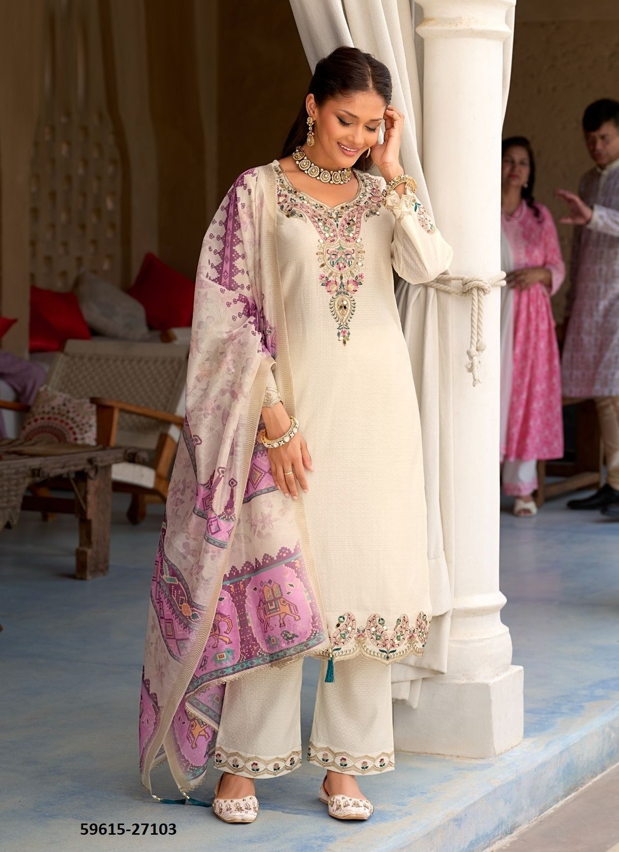 MUBARAK - Catalog # 59615 (Set of 4 Readymade Salwar Suits) by Brand LILY & LALI
