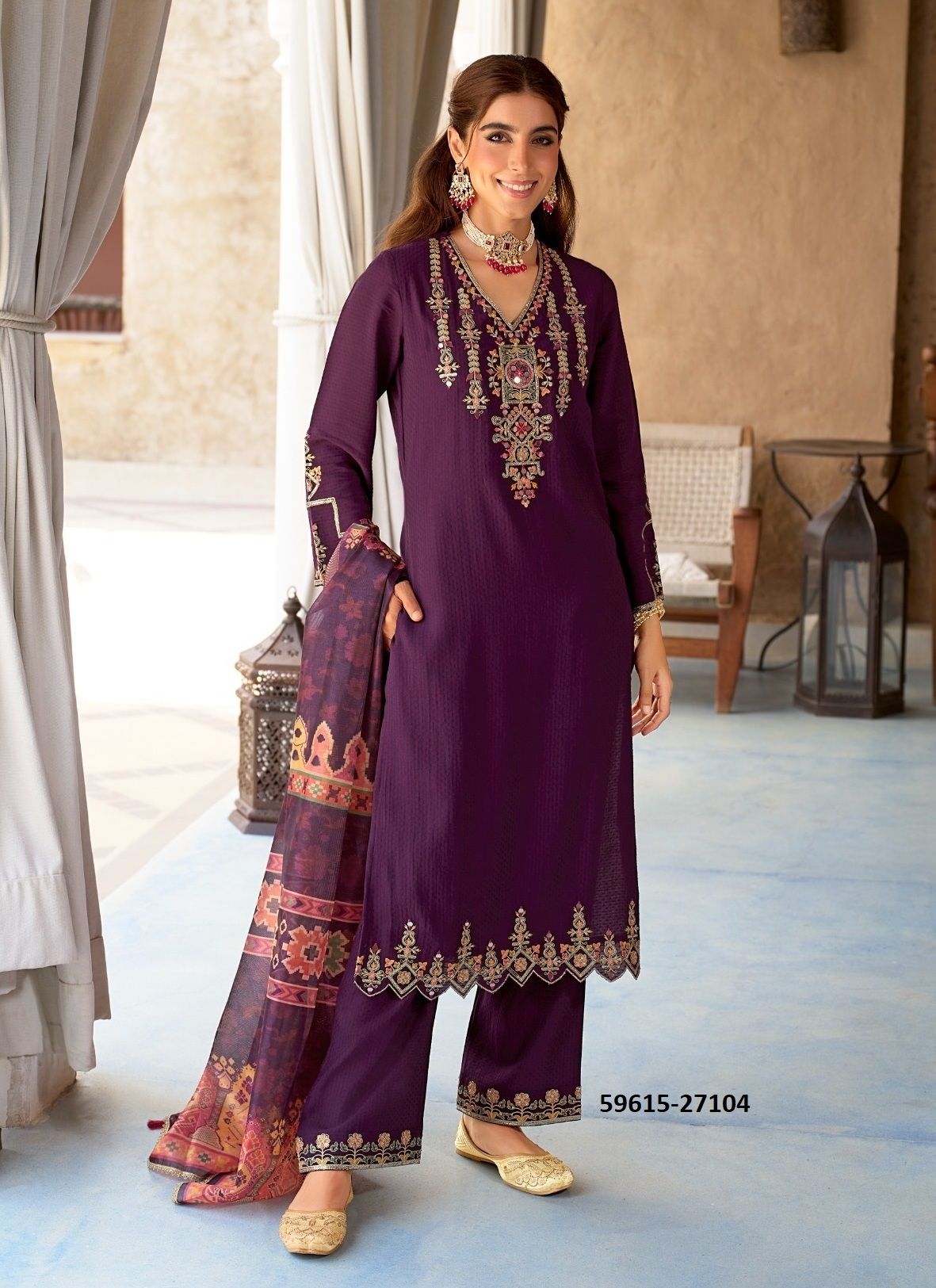 MUBARAK - Catalog # 59615 (Set of 4 Readymade Salwar Suits) by Brand LILY & LALI
