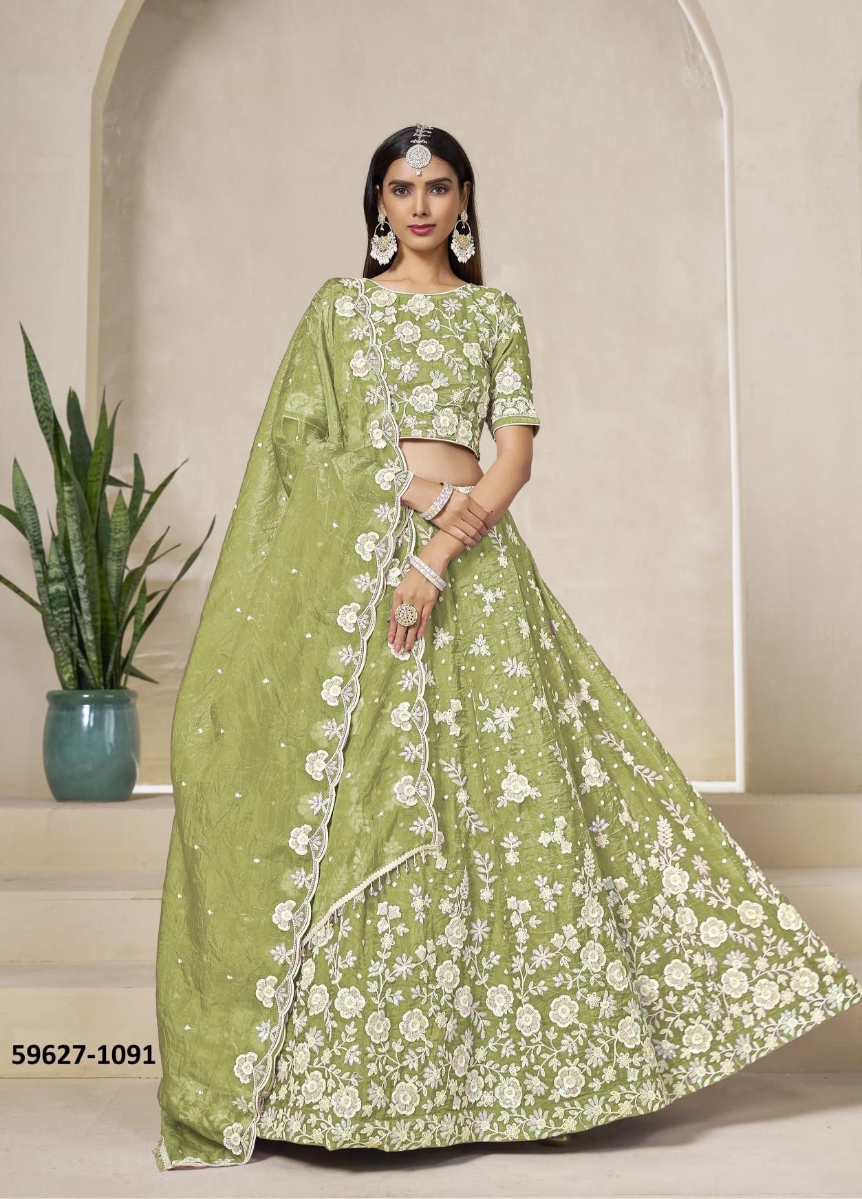 MEHVISH 19 - Catalog # 59627 (Set of 4 Semi-Stitched Lehengas) by Brand DESI MUSE MEHVISH 19 - Catalog # 59627 (Set of 4 Semi-Stitched Lehengas) by Brand DESI MUSE