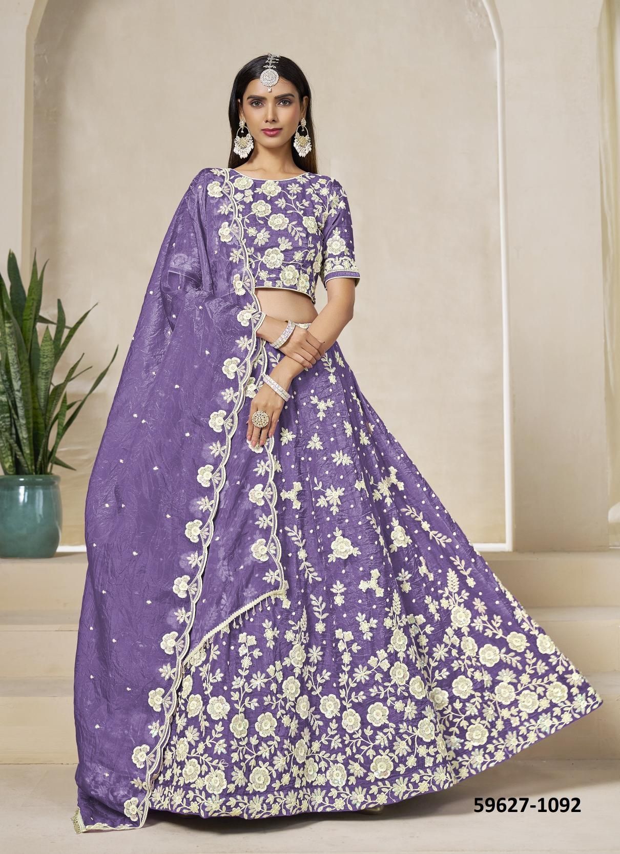 MEHVISH 19 - Catalog # 59627 (Set of 4 Semi-Stitched Lehengas) by Brand DESI MUSE MEHVISH 19 - Catalog # 59627 (Set of 4 Semi-Stitched Lehengas) by Brand DESI MUSE