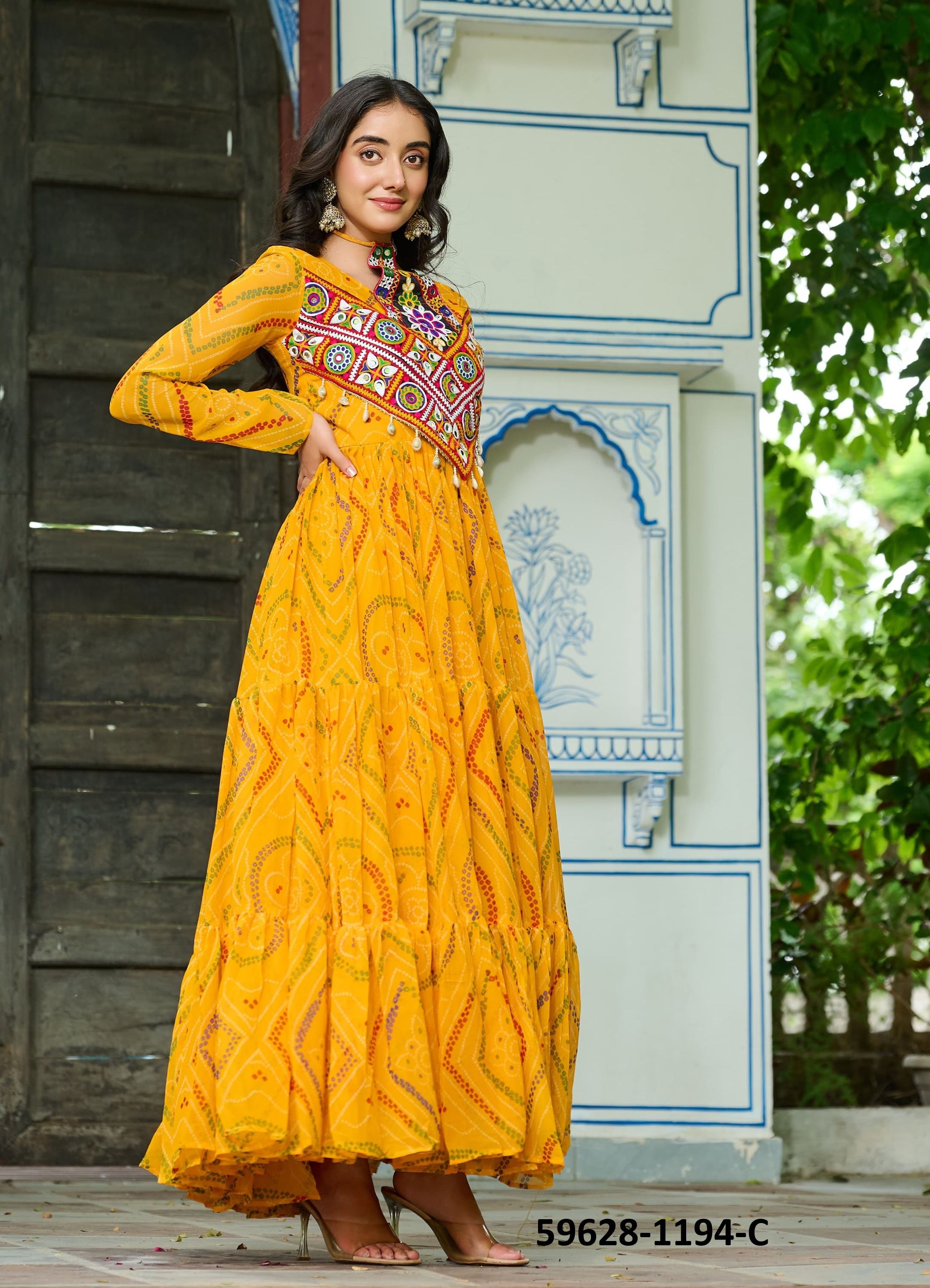 NAVRATRI SERIES 1194 - Catalog # 59628 (Set of 4 Readymade Gowns) by Brand AABHARAN