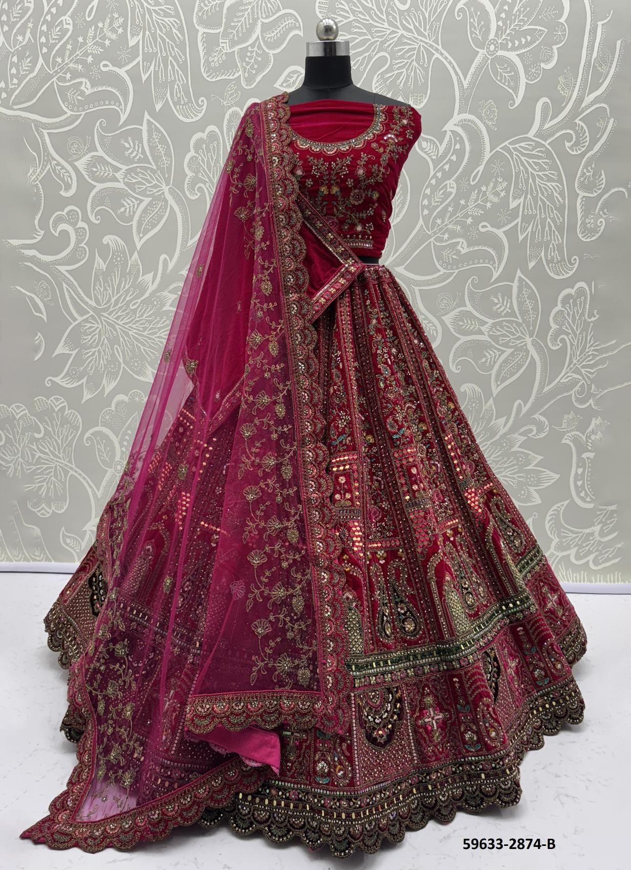 SERIES 2874-2877 - Catalog # 59633 (Set of 10 Semi-Stitched Lehengas) by Brand MEHERIYA