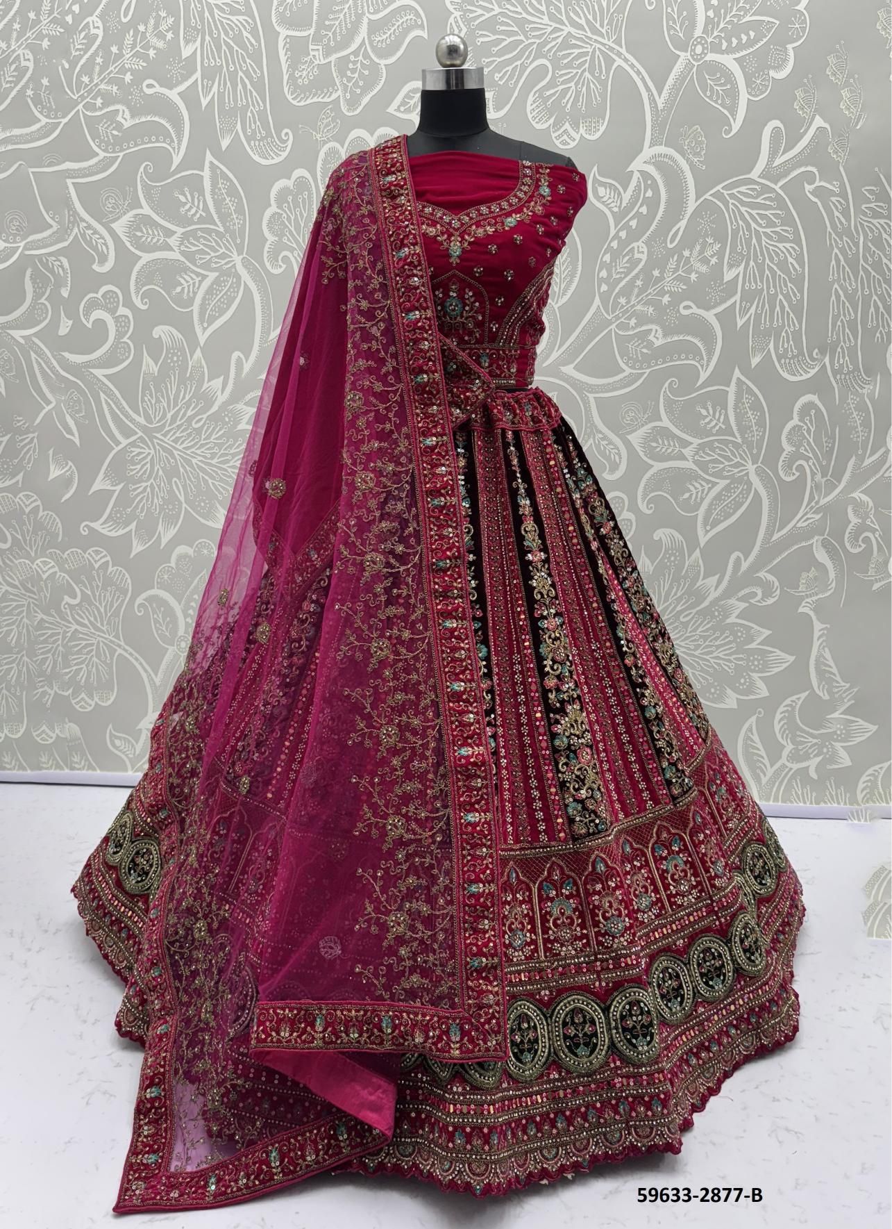 SERIES 2874-2877 - Catalog # 59633 (Set of 10 Semi-Stitched Lehengas) by Brand MEHERIYA