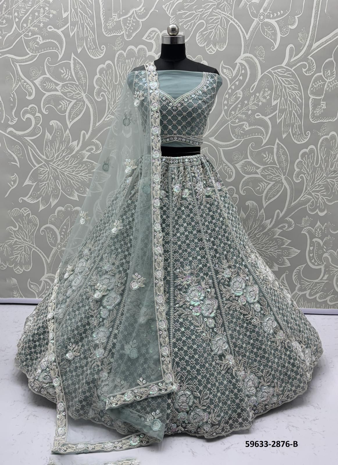 SERIES 2874-2877 - Catalog # 59633 (Set of 10 Semi-Stitched Lehengas) by Brand MEHERIYA