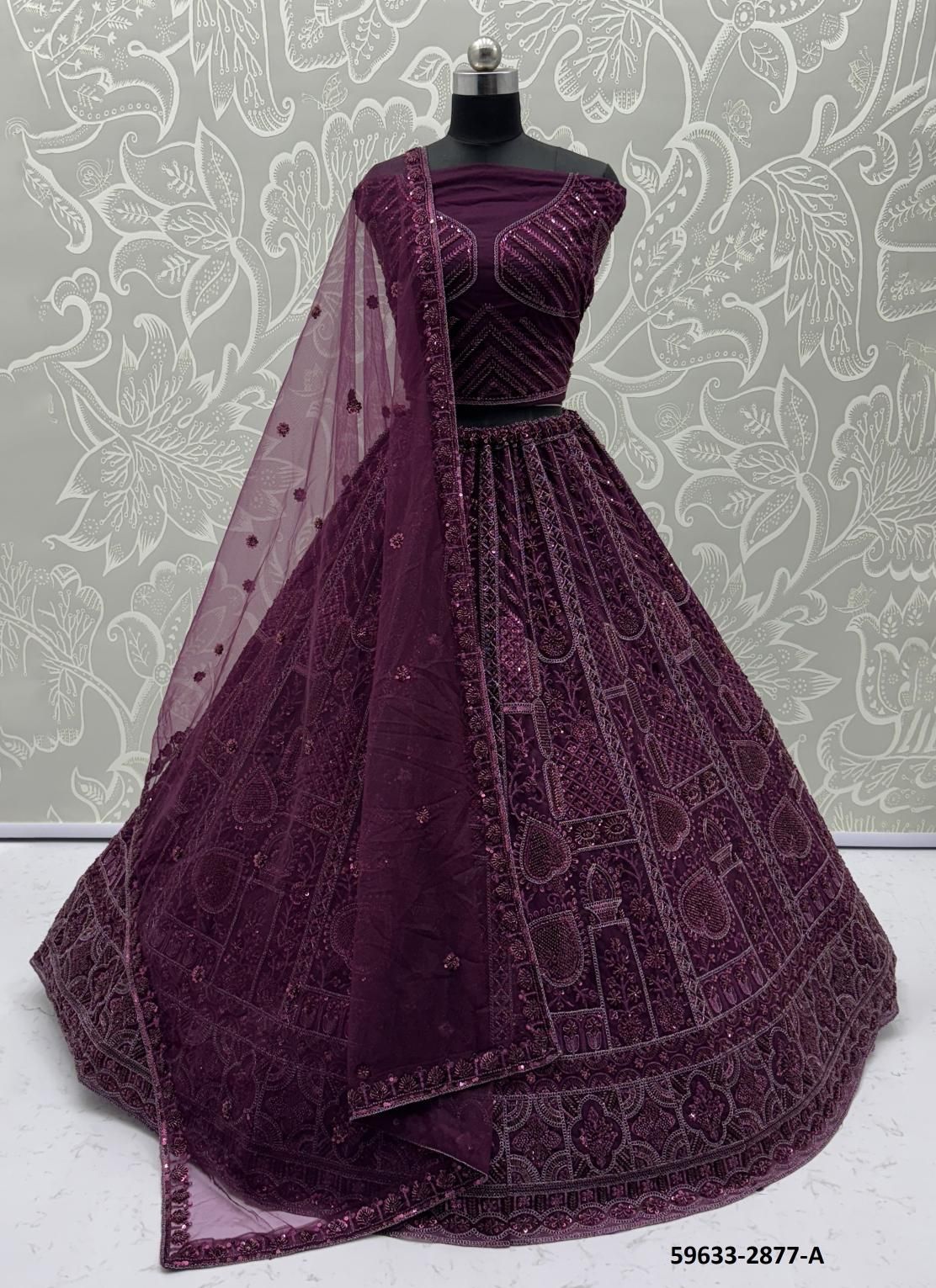 SERIES 2874-2877 - Catalog # 59633 (Set of 10 Semi-Stitched Lehengas) by Brand MEHERIYA