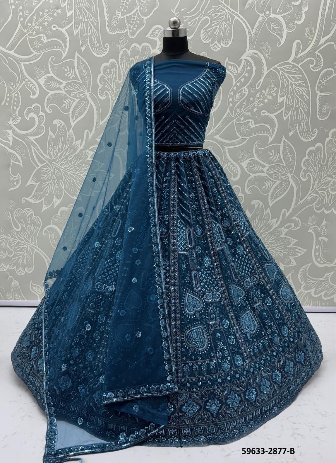 SERIES 2874-2877 - Catalog # 59633 (Set of 10 Semi-Stitched Lehengas) by Brand MEHERIYA