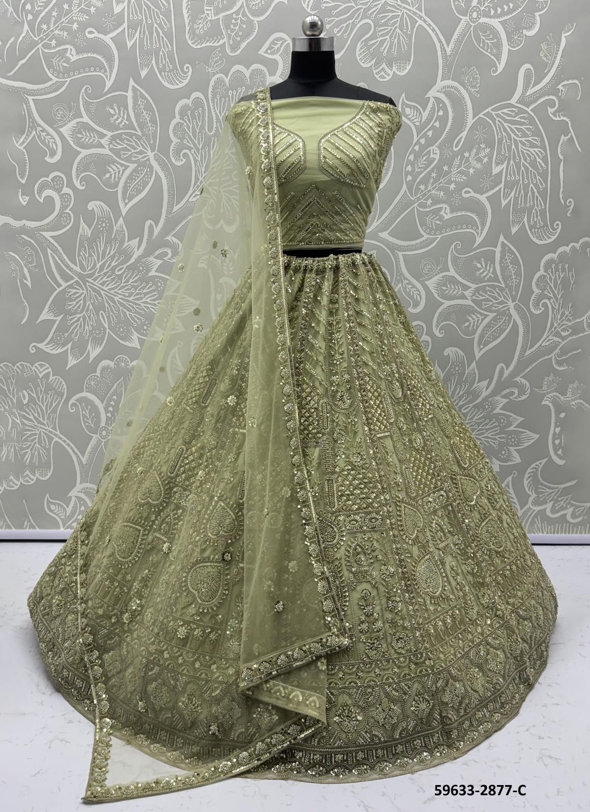 SERIES 2874-2877 - Catalog # 59633 (Set of 10 Semi-Stitched Lehengas) by Brand MEHERIYA