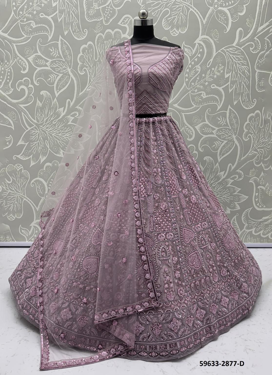 SERIES 2874-2877 - Catalog # 59633 (Set of 10 Semi-Stitched Lehengas) by Brand MEHERIYA
