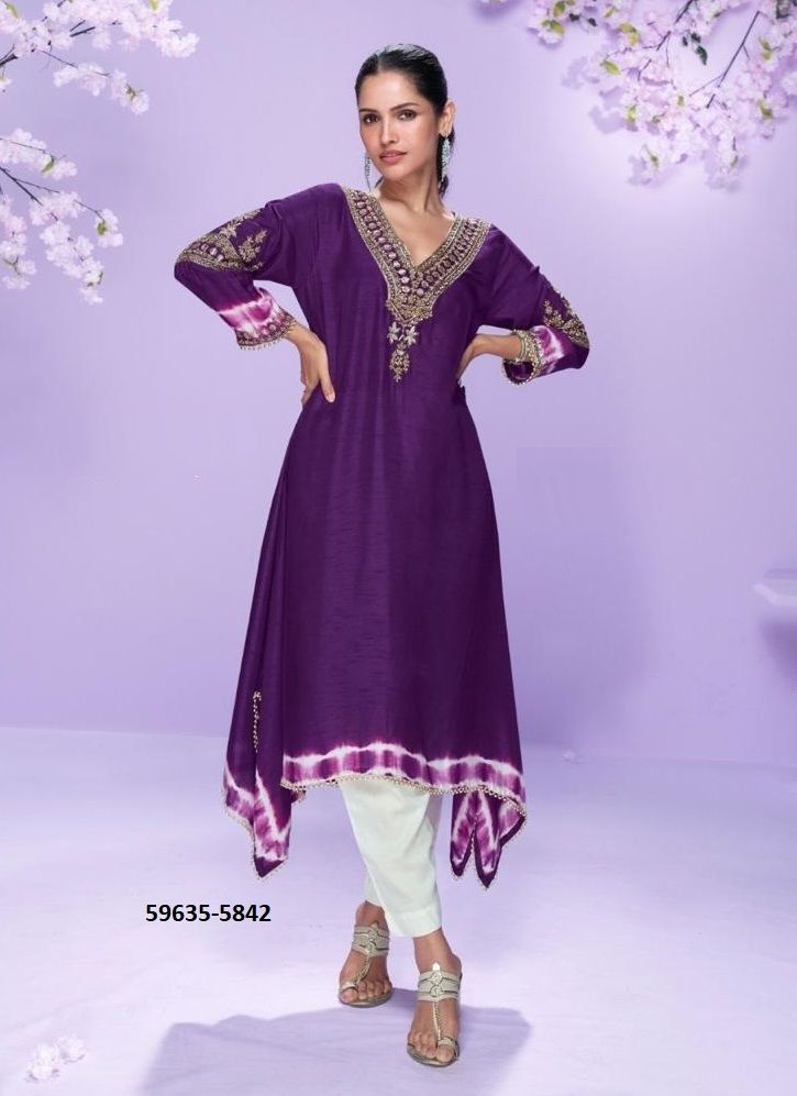 CHAHAT - Catalog # 59635 (Set of 4 Readymade Women's Kurtis / Tops) by Brand SAYURI DESIGNER