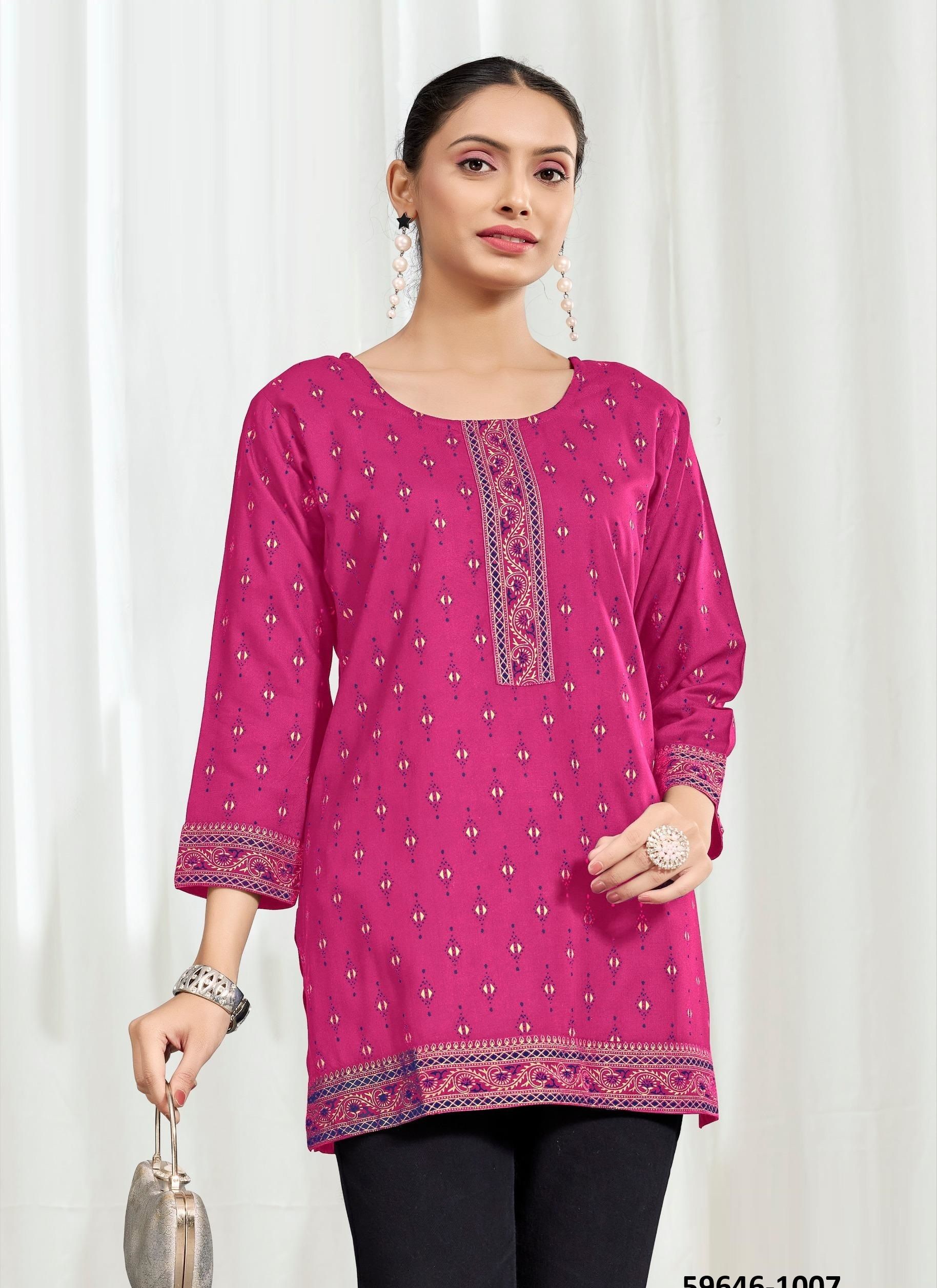 KUKU 2 - Catalog # 59646 (Set of 8 Readymade Women's Kurtis / Tops) by Brand SANGEET
