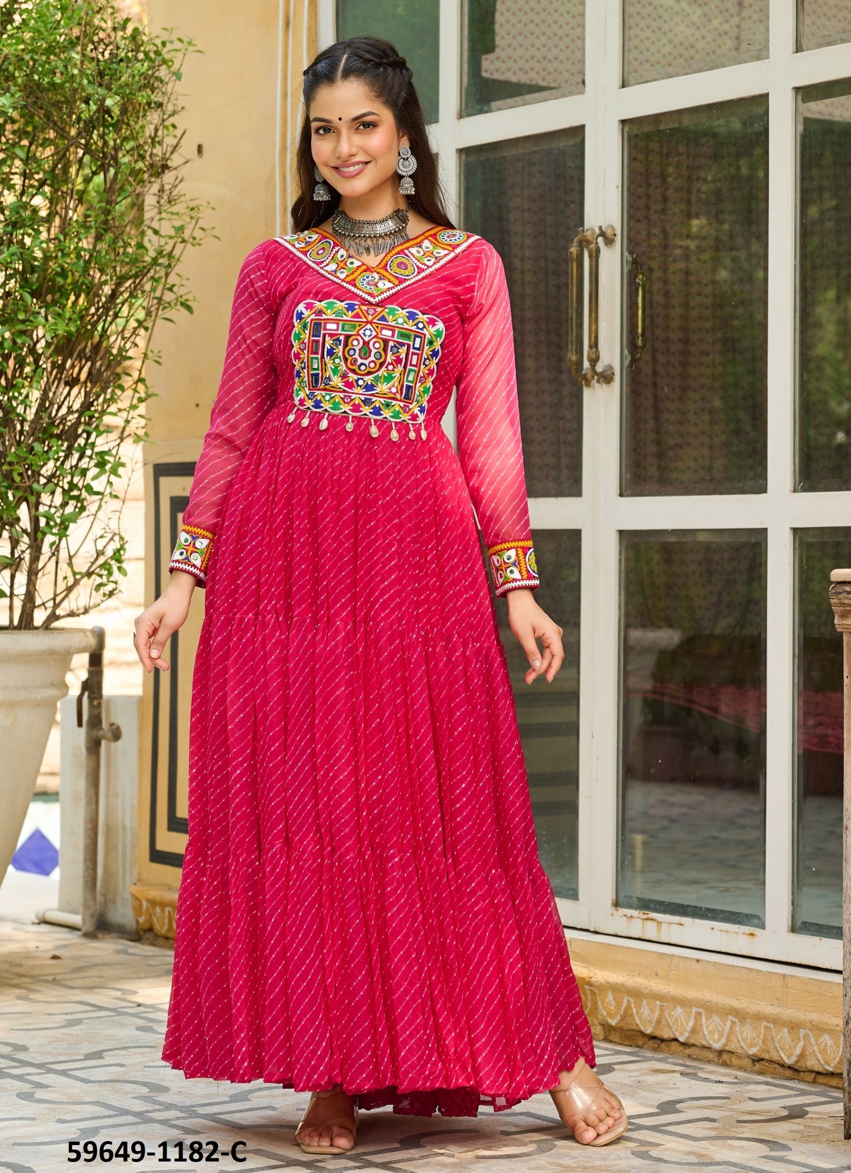 NAVRATRI SERIES 1182 - Catalog # 59649 (Set of 4 Readymade Gowns) by Brand DESI MUSE