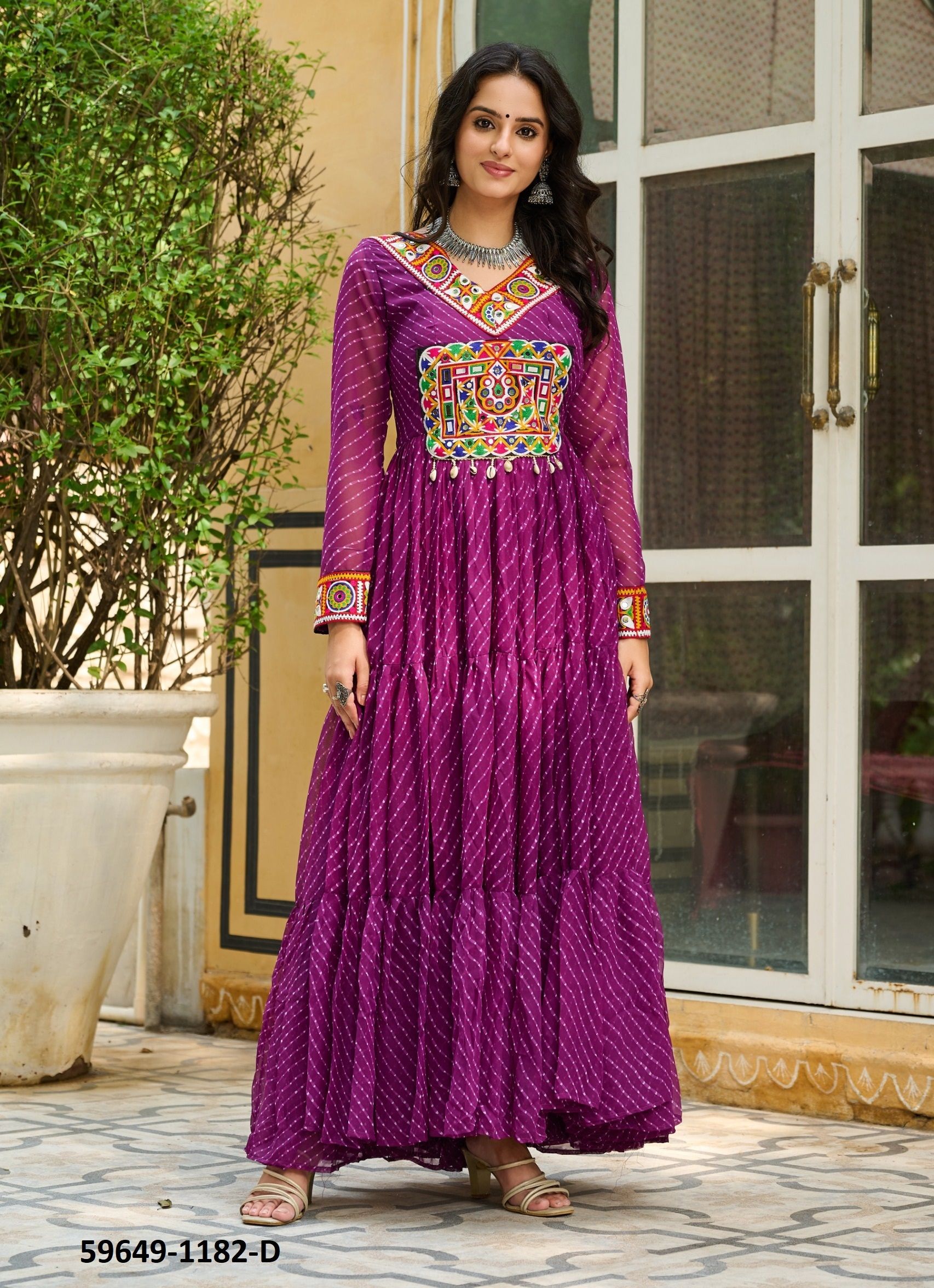 NAVRATRI SERIES 1182 - Catalog # 59649 (Set of 4 Readymade Gowns) by Brand DESI MUSE