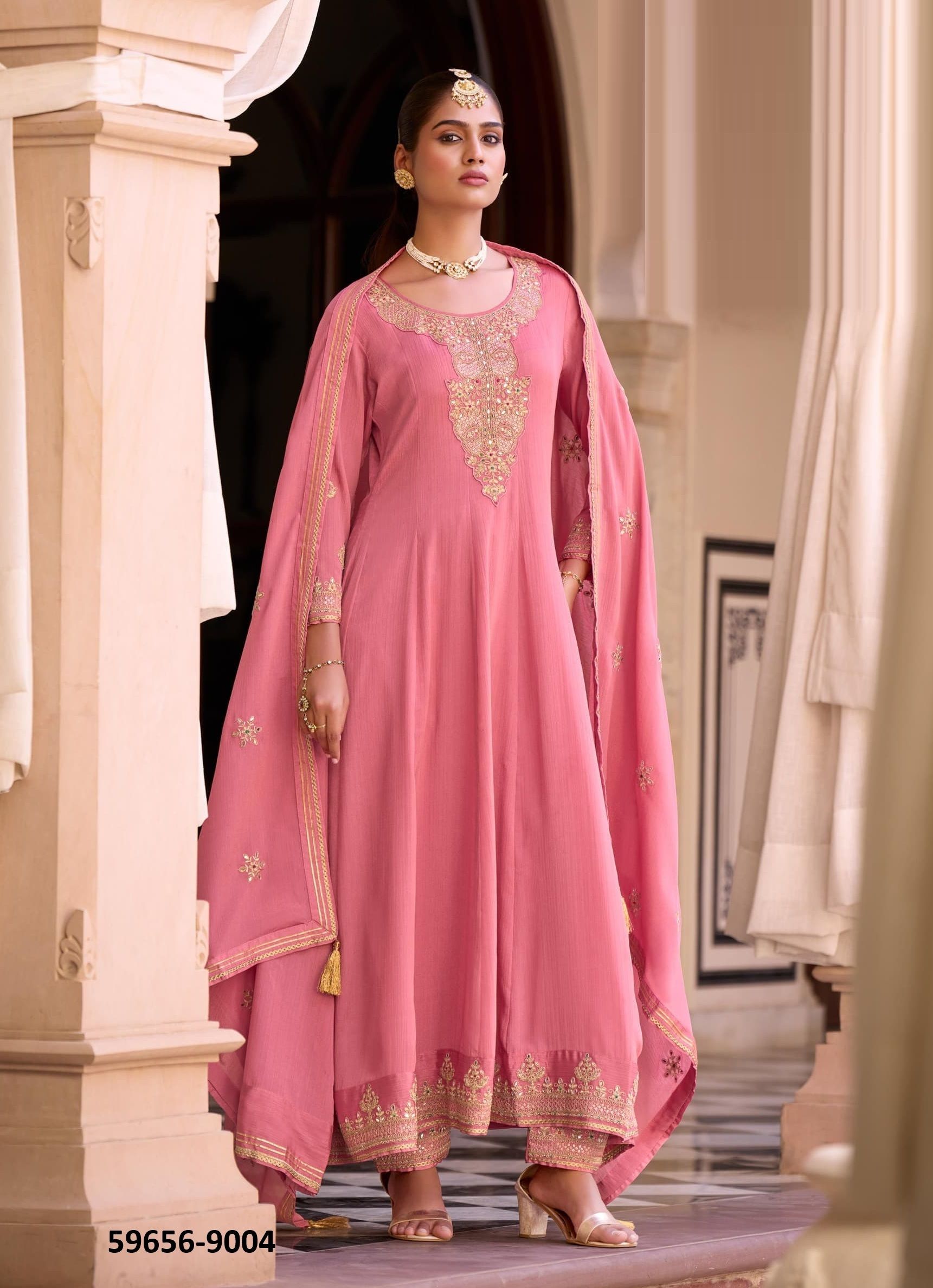 RAKSHA - Catalog # 59656 (Set of 4 Readymade Salwar Suits) by Brand RANGOON