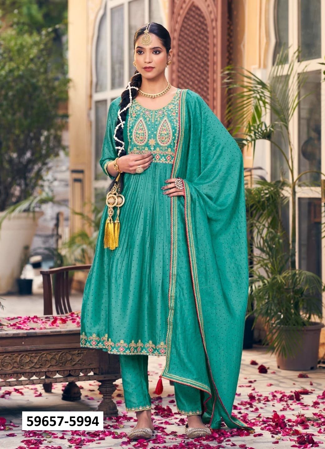 SWARAA - Catalog # 59657 (Set of 4 Readymade Salwar Suits) by Brand RANGOON