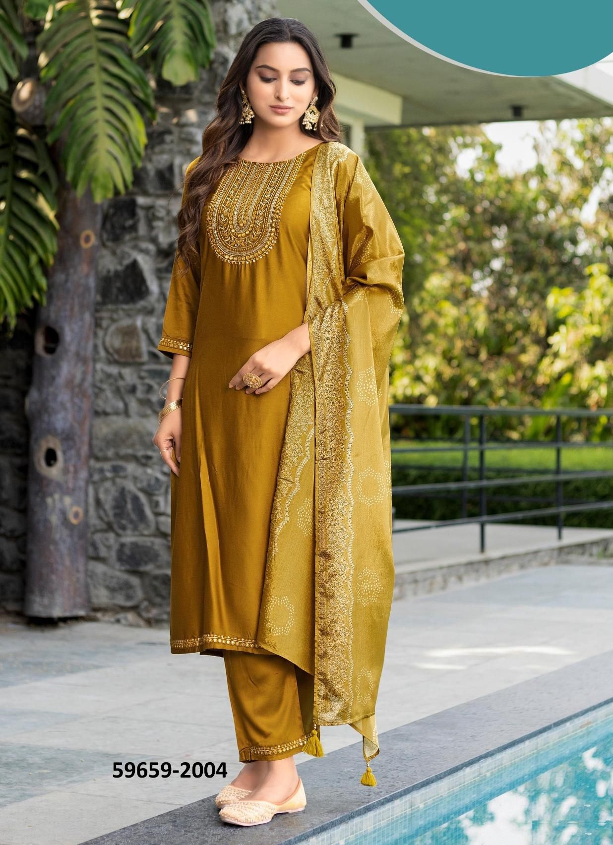 FITOOR - Catalog # 59659 (Set of 6 Readymade Salwar Suits) by Brand KADLEE FASHION