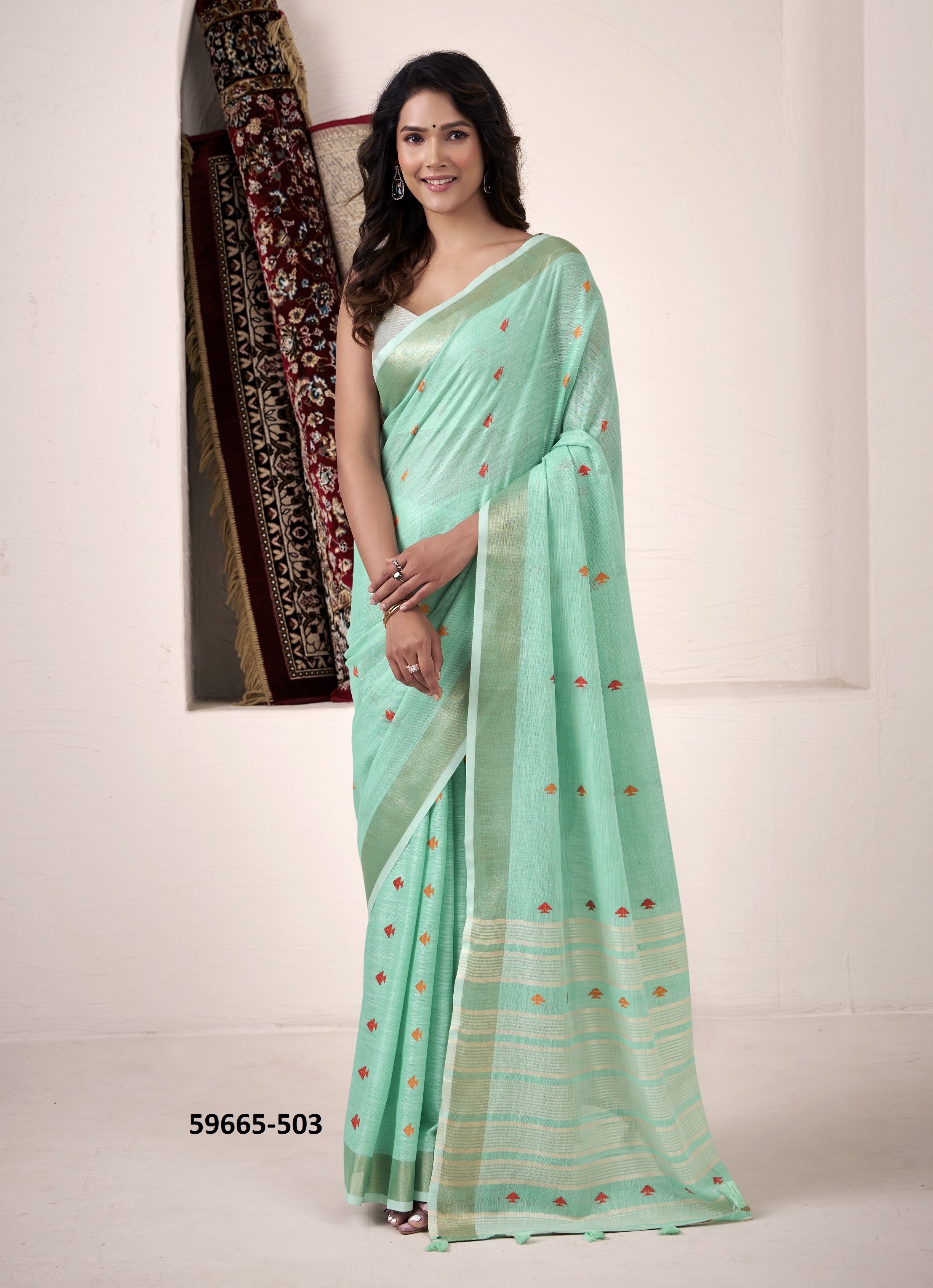 PIENNA SILK - Catalog # 59665 (Set of 6 Sarees) by Brand MEHERIYA