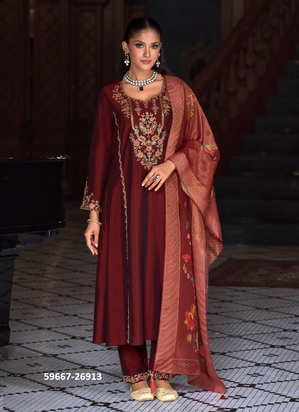 MALKANA - Catalog # 59667 (Set of 4 Readymade Salwar Suits) by Brand LILY & LALI