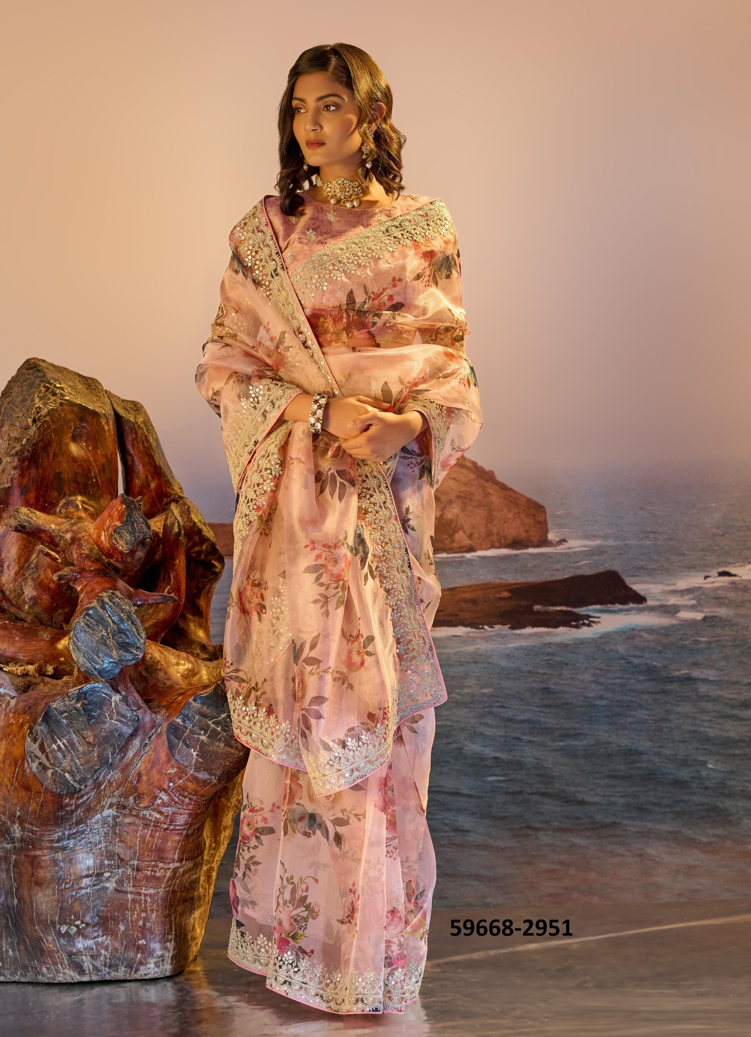 PETAL POETRY - Catalog # 59668 (Set of 9 Sarees) by Brand SANJANA LIFESTYLE