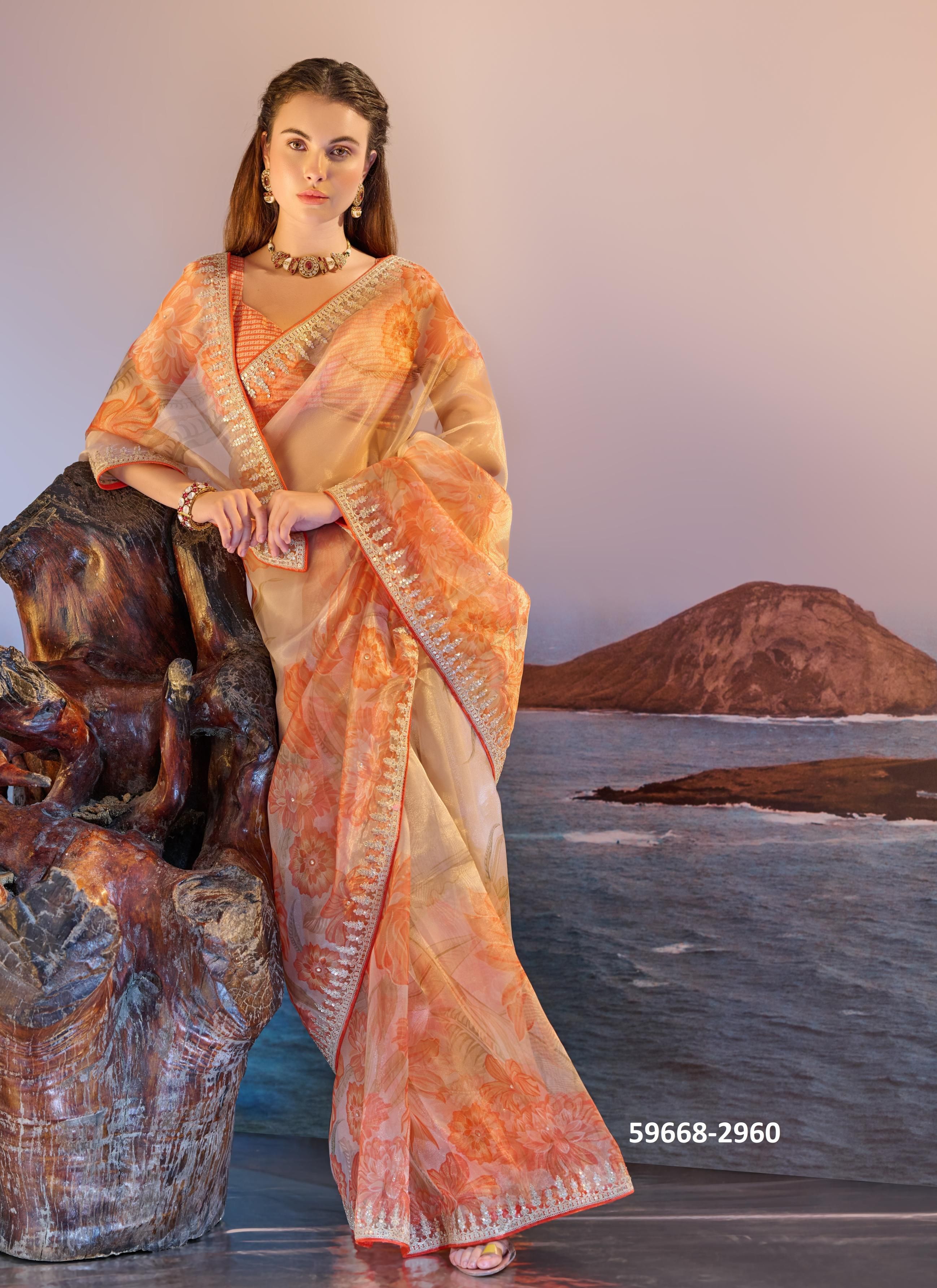 PETAL POETRY - Catalog # 59668 (Set of 9 Sarees) by Brand SANJANA LIFESTYLE