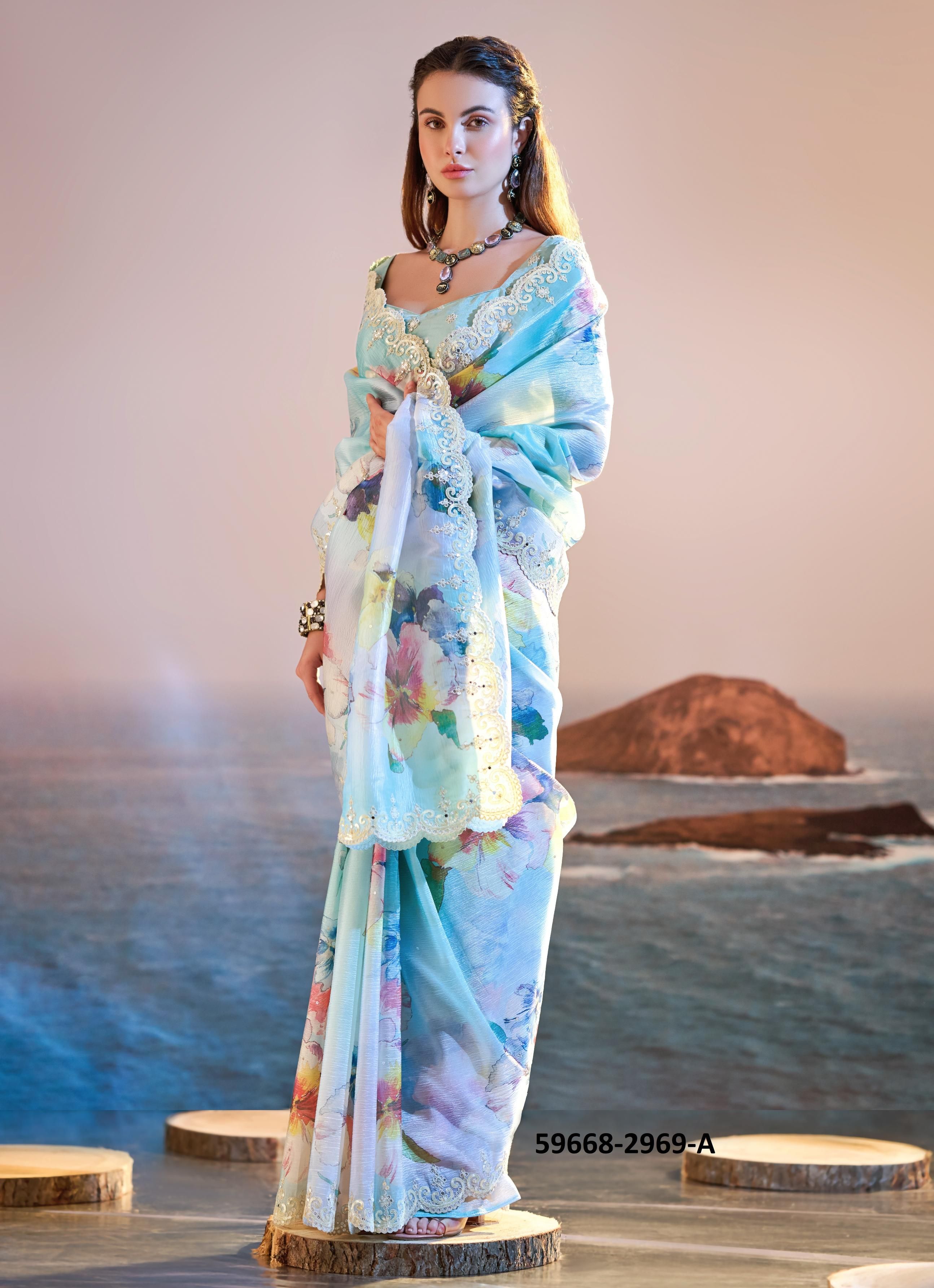 PETAL POETRY - Catalog # 59668 (Set of 9 Sarees) by Brand SANJANA LIFESTYLE