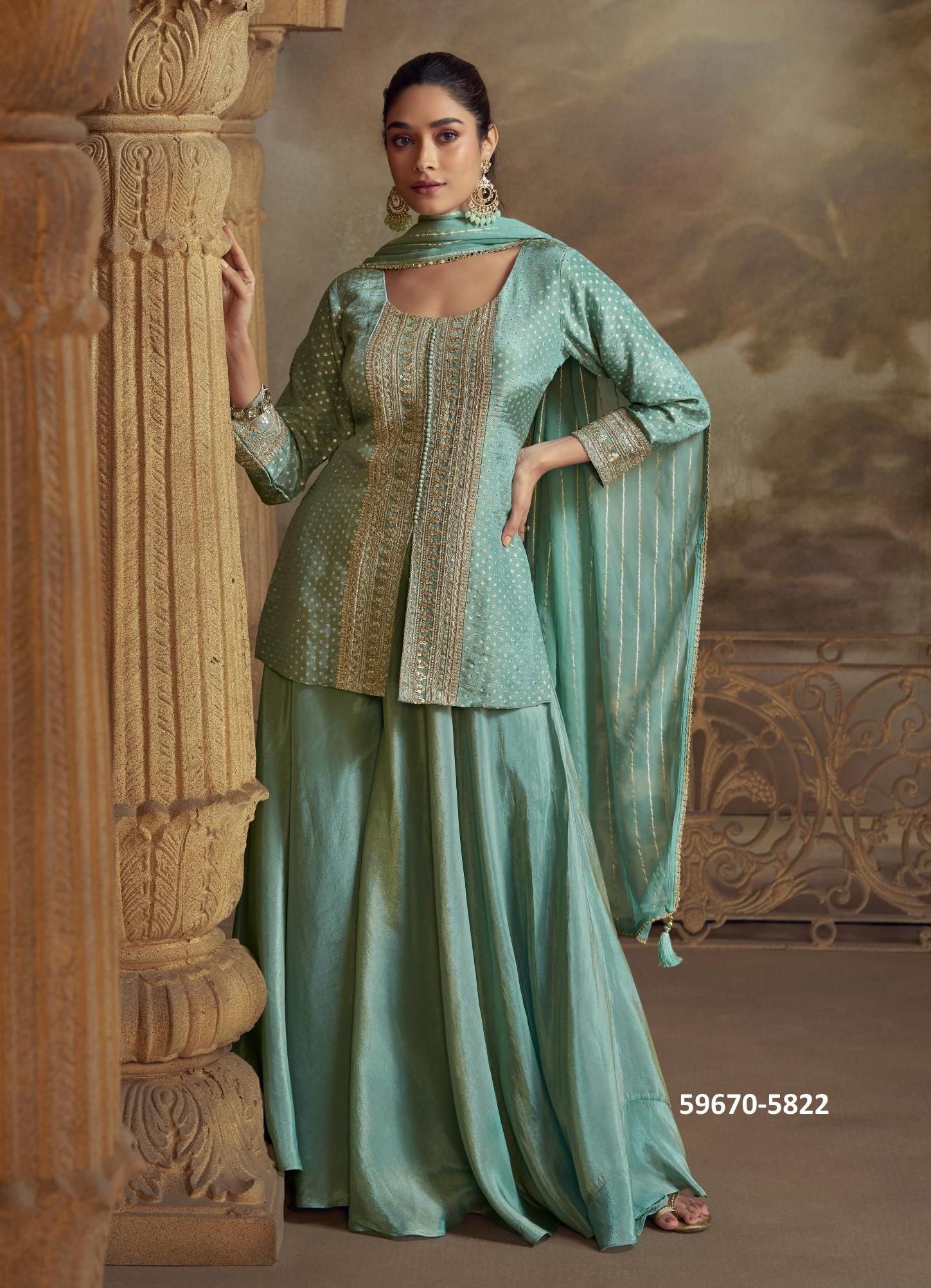 ZEENAT - Catalog # 59670 (Set of 3 Indo-Western Outfits) by Brand SAYURI DESIGNER