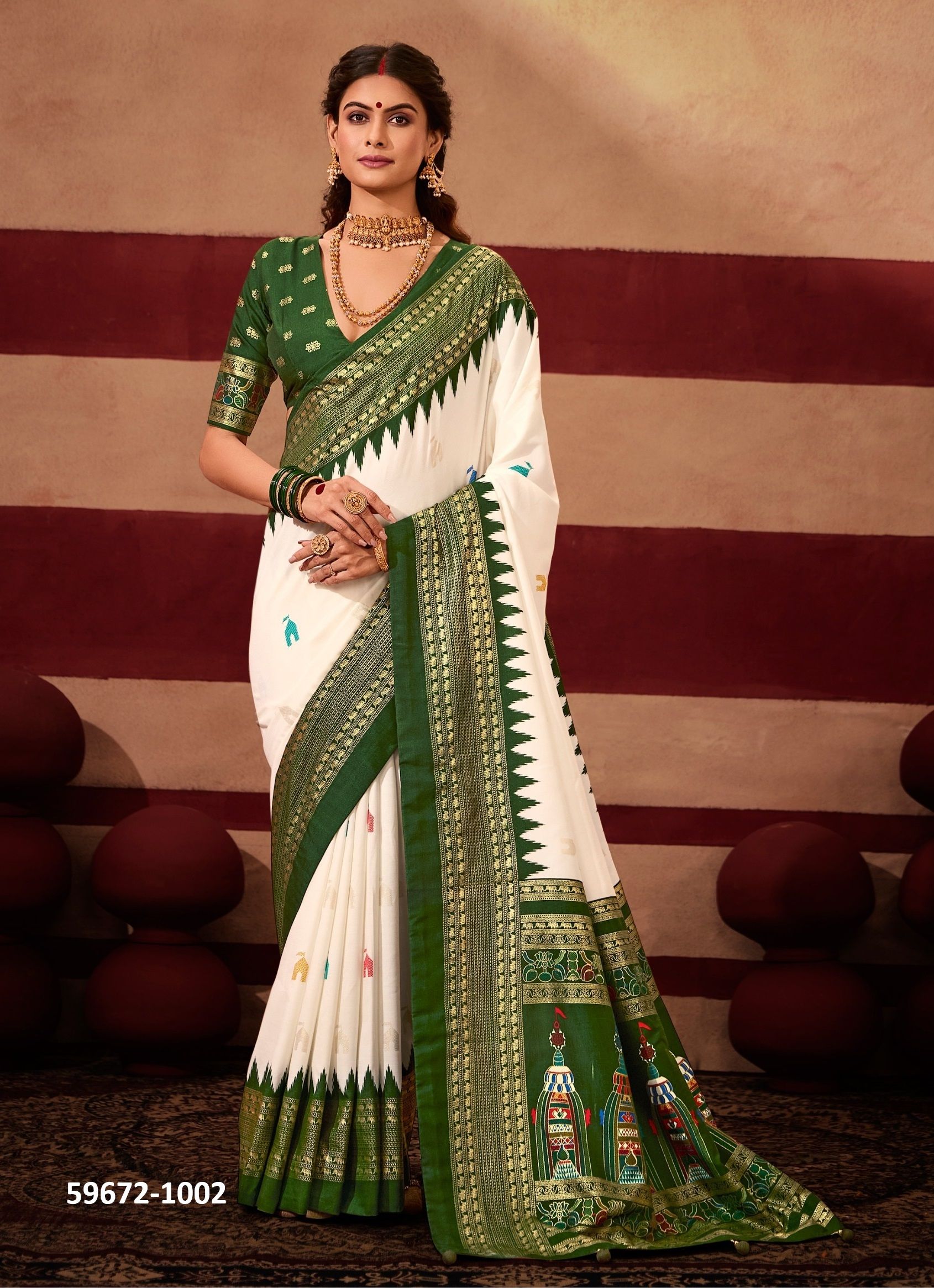 TEMPLE SILK - Catalog # 59672 (Set of 6 Sarees) by Brand SHUBH SHREE CREATIONS