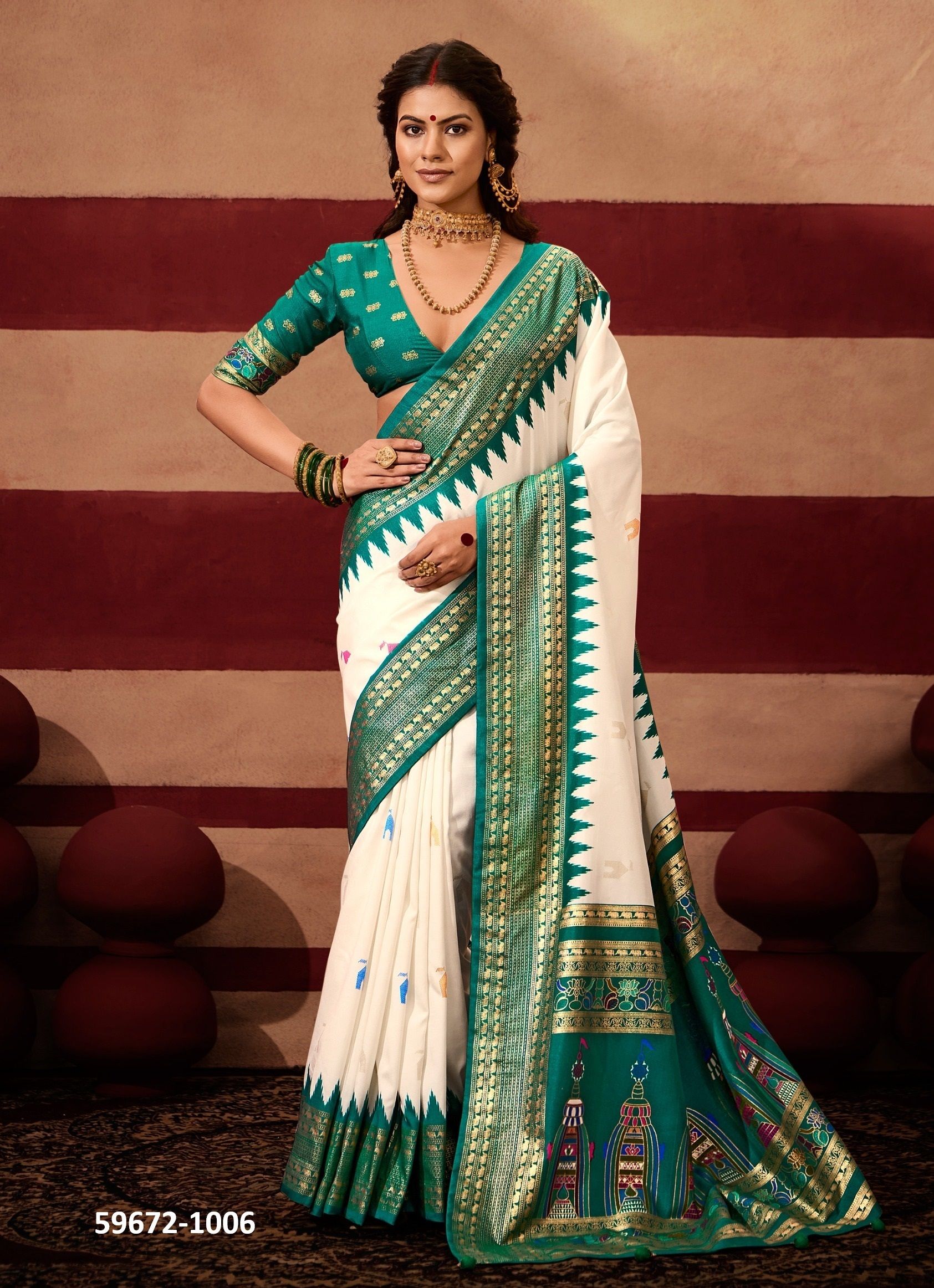TEMPLE SILK - Catalog # 59672 (Set of 6 Sarees) by Brand SHUBH SHREE CREATIONS