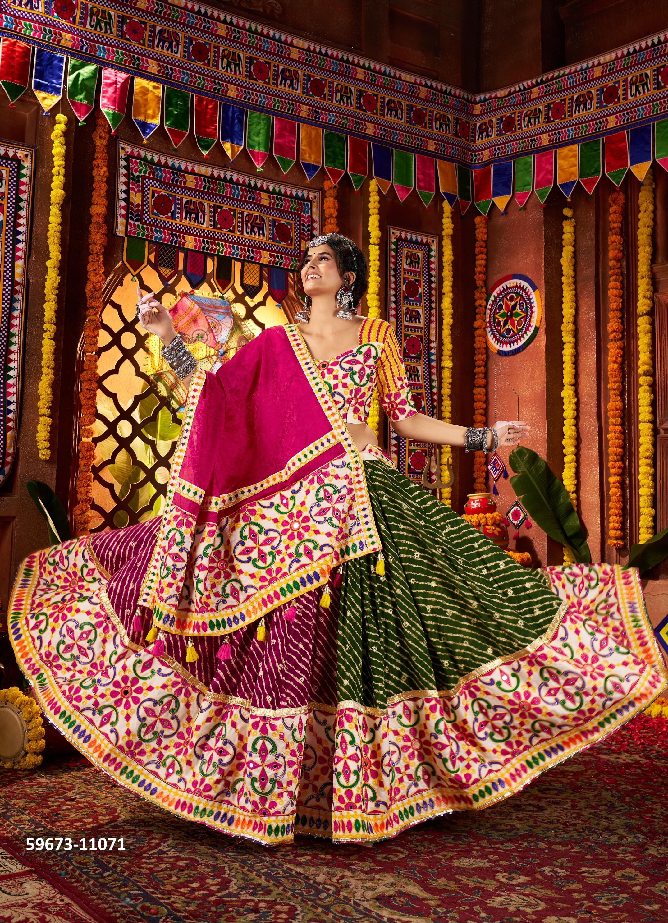 RAAS 26 - Catalog # 59673 (Set of 5 Readymade Lehengas) by Brand DESI MUSE RAAS 26 - Catalog # 59673 (Set of 5 Readymade Lehengas) by Brand DESI MUSE