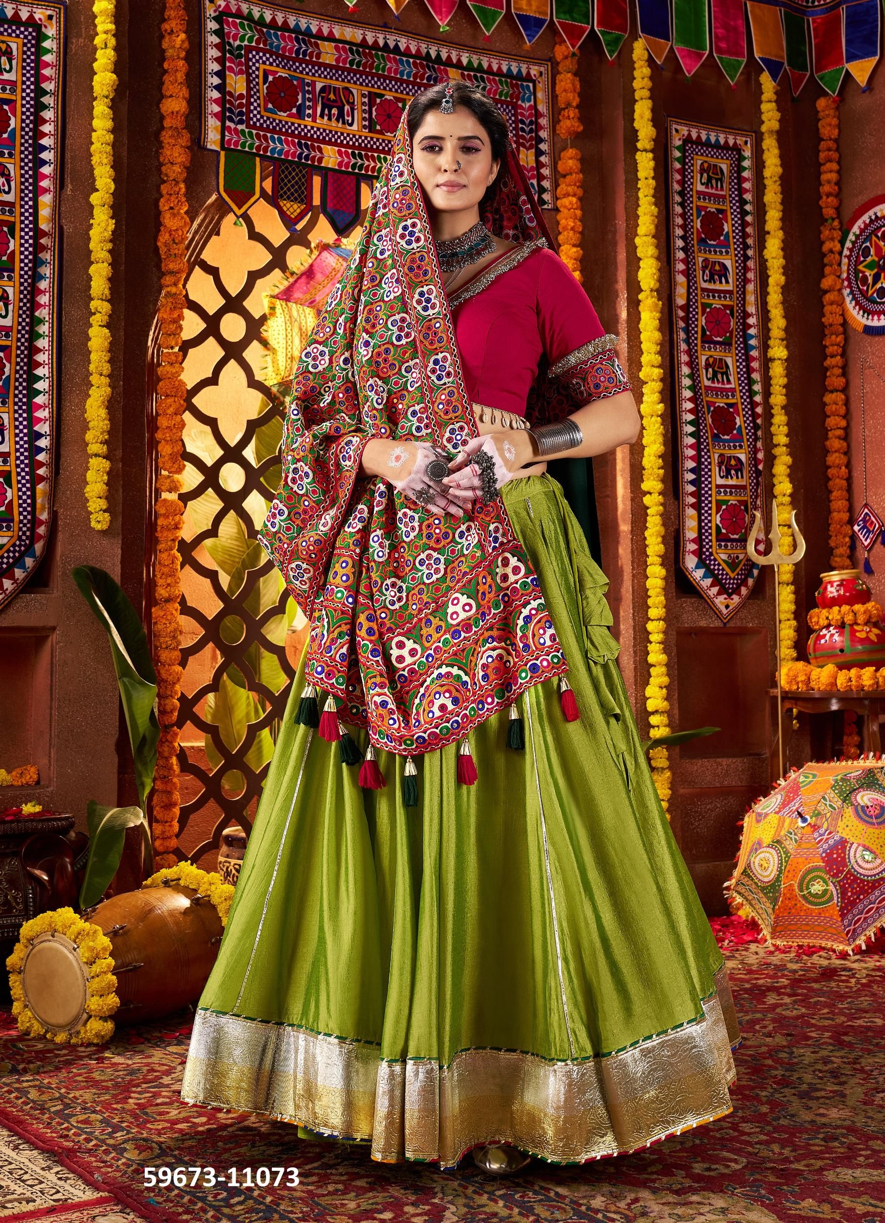 RAAS 26 - Catalog # 59673 (Set of 5 Readymade Lehengas) by Brand DESI MUSE RAAS 26 - Catalog # 59673 (Set of 5 Readymade Lehengas) by Brand DESI MUSE