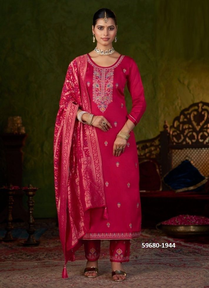 GOLDIE - Catalog # 59680 (Set of 4 Semi-Stitched / Un-Stitched Suits) by Brand KALARANG