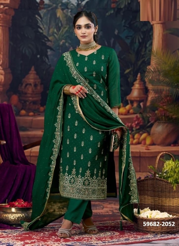 BINDU - Catalog # 59682 (Set of 4 Semi-Stitched / Un-Stitched Suits) by Brand KALARANG