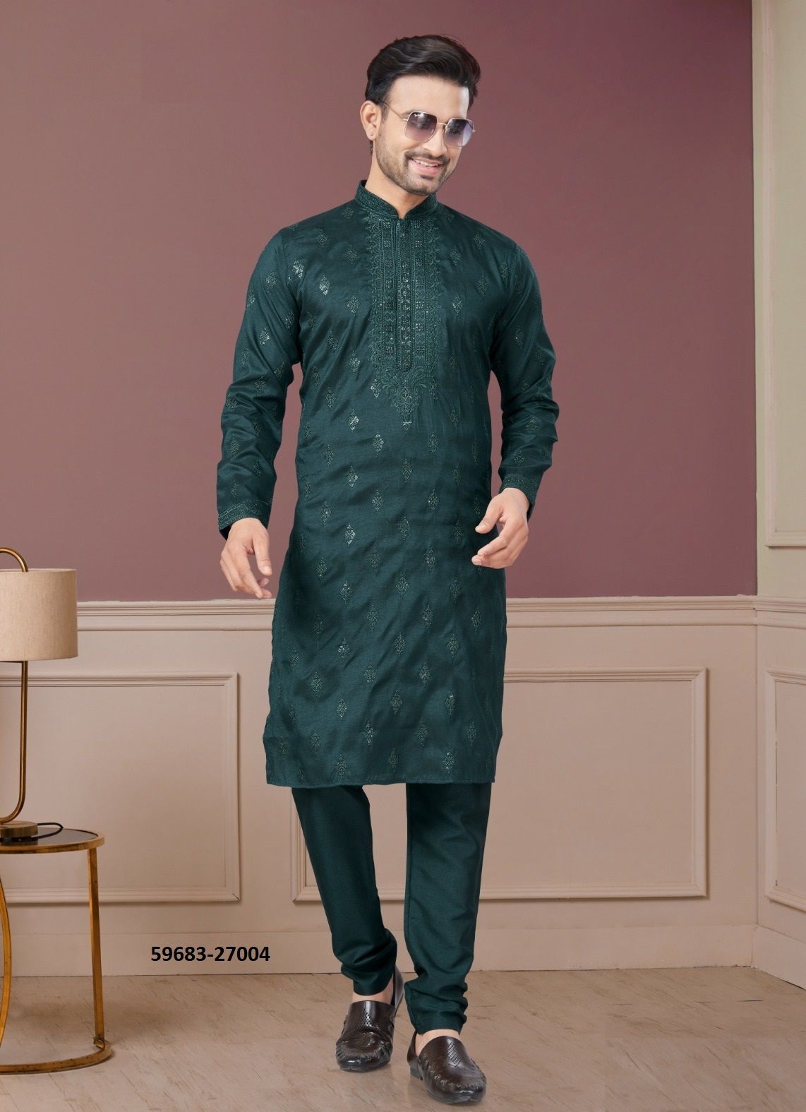 WEDDING COLLECTION 27 - Catalog # 59683 (Set of 8 Men's Ethnic Wear) by Brand MEHERIYA