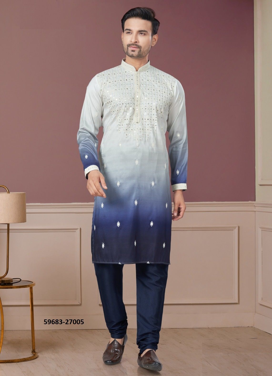 WEDDING COLLECTION 27 - Catalog # 59683 (Set of 8 Men's Ethnic Wear) by Brand MEHERIYA