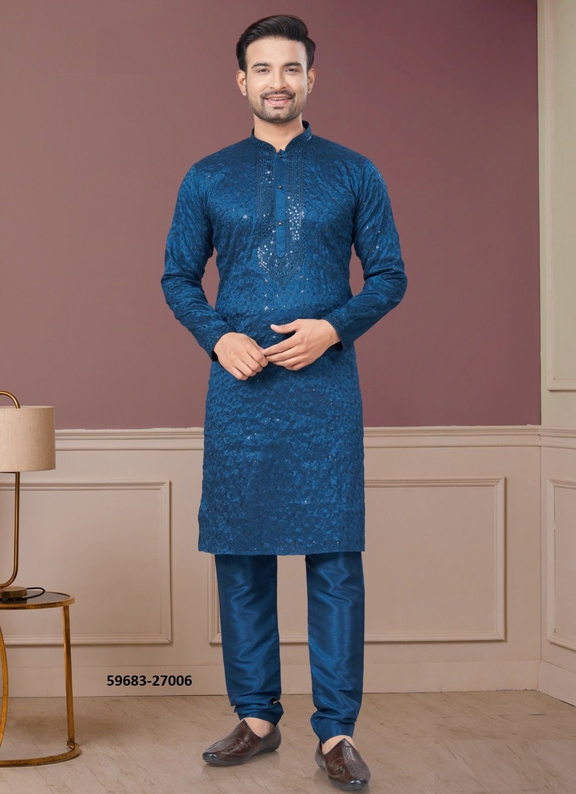 WEDDING COLLECTION 27 - Catalog # 59683 (Set of 8 Men's Ethnic Wear) by Brand MEHERIYA