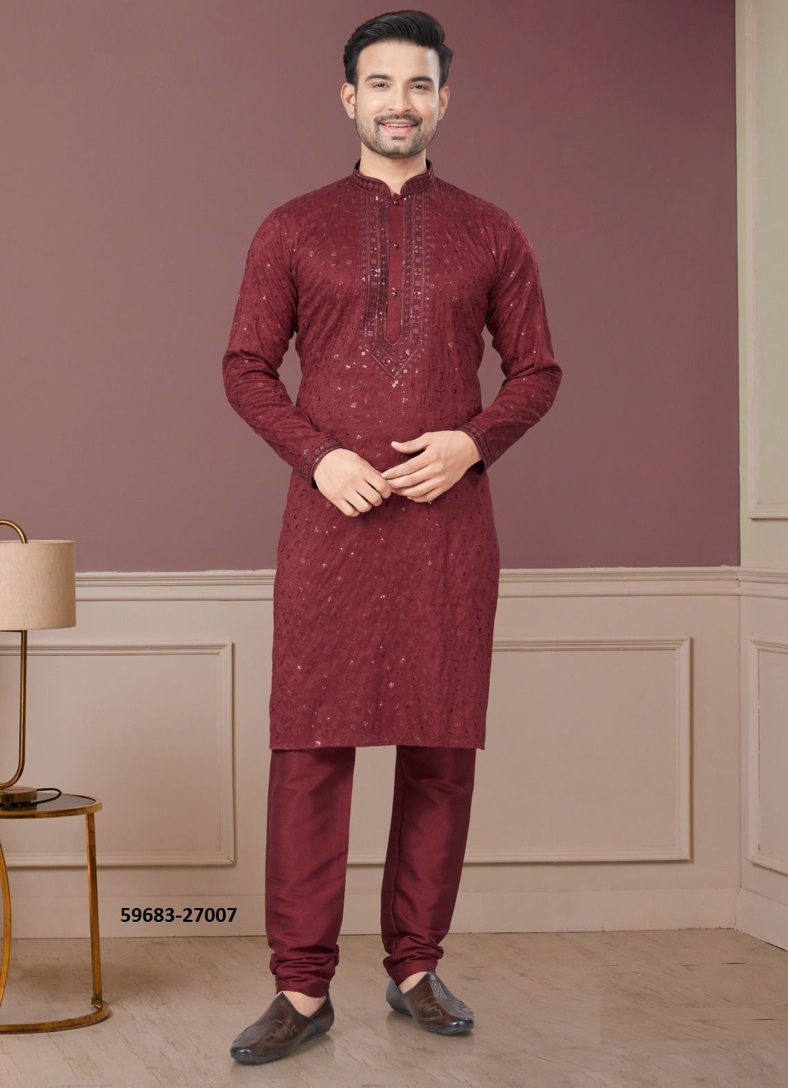 WEDDING COLLECTION 27 - Catalog # 59683 (Set of 8 Men's Ethnic Wear) by Brand MEHERIYA