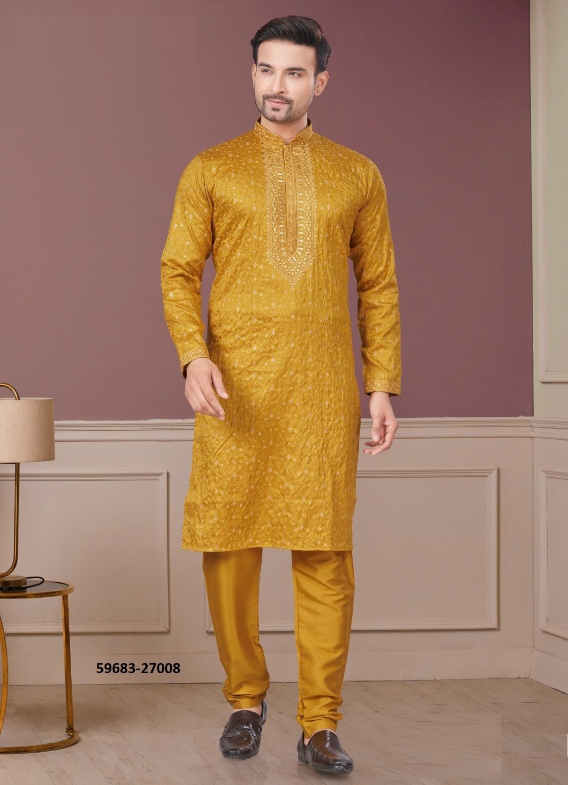 WEDDING COLLECTION 27 - Catalog # 59683 (Set of 8 Men's Ethnic Wear) by Brand MEHERIYA