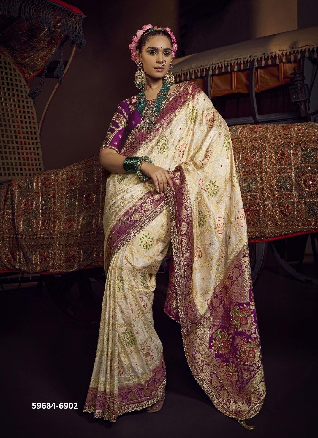 KIMAYRA - Catalog # 59684 (Set of 6 Sarees) by Brand KIRA FASHIONS