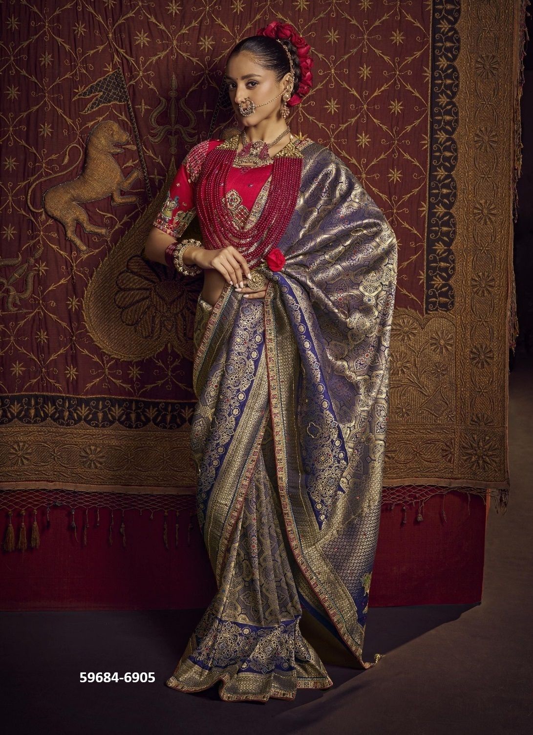 KIMAYRA - Catalog # 59684 (Set of 6 Sarees) by Brand KIRA FASHIONS
