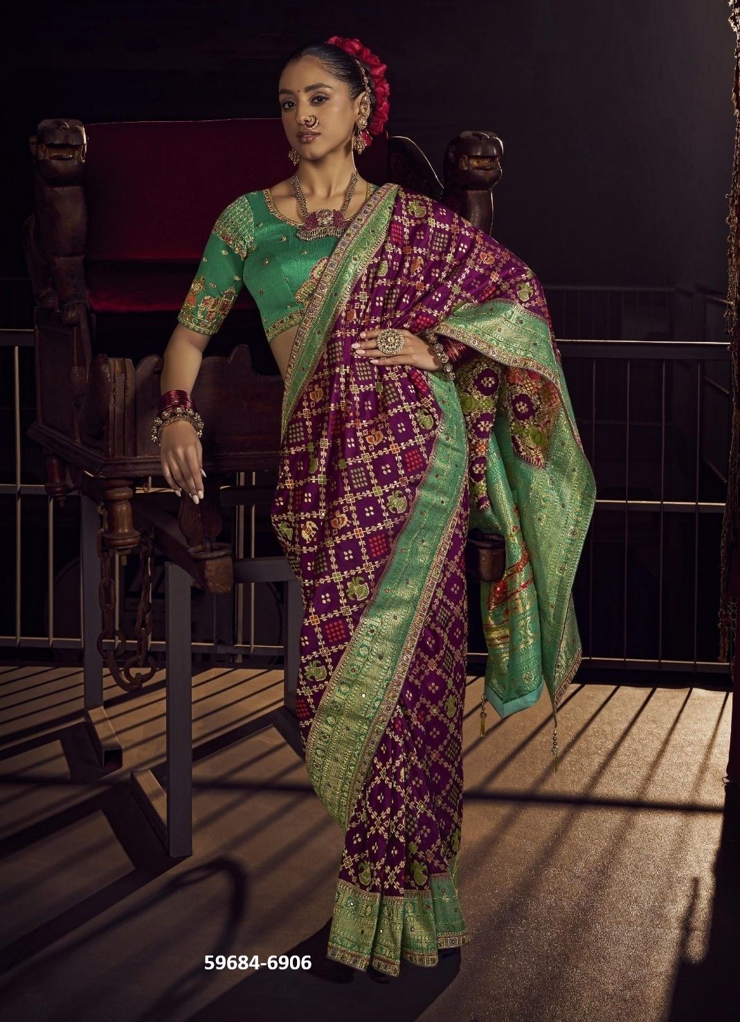 KIMAYRA - Catalog # 59684 (Set of 6 Sarees) by Brand KIRA FASHIONS