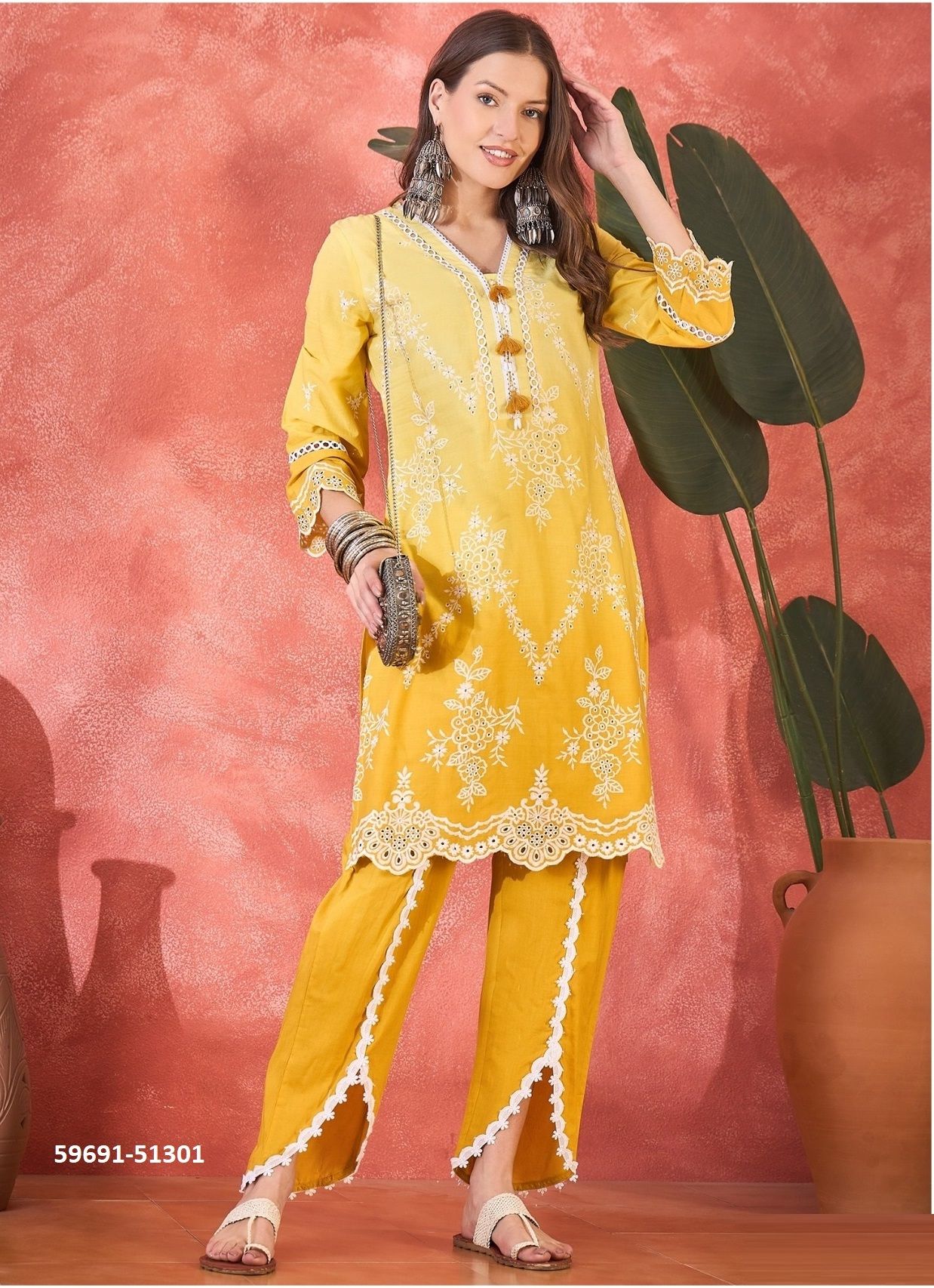 LOOMS & LAKHNAVI - Catalog # 59691 (Set of 6 Tops With Bottoms) by Brand DESI MUSE LOOMS & LAKHNAVI - Catalog # 59691 (Set of 6 Tops With Bottoms) by Brand DESI MUSE