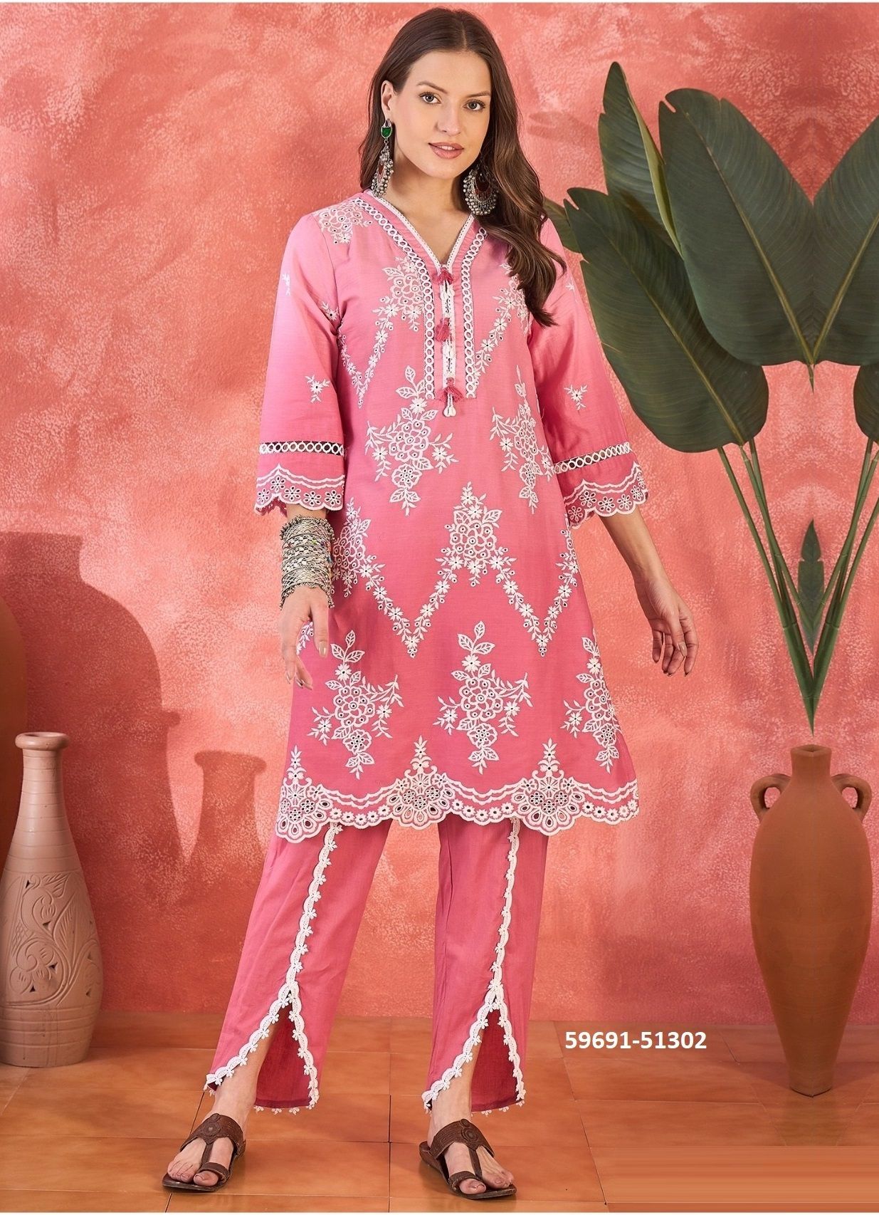 LOOMS & LAKHNAVI - Catalog # 59691 (Set of 6 Tops With Bottoms) by Brand DESI MUSE LOOMS & LAKHNAVI - Catalog # 59691 (Set of 6 Tops With Bottoms) by Brand DESI MUSE